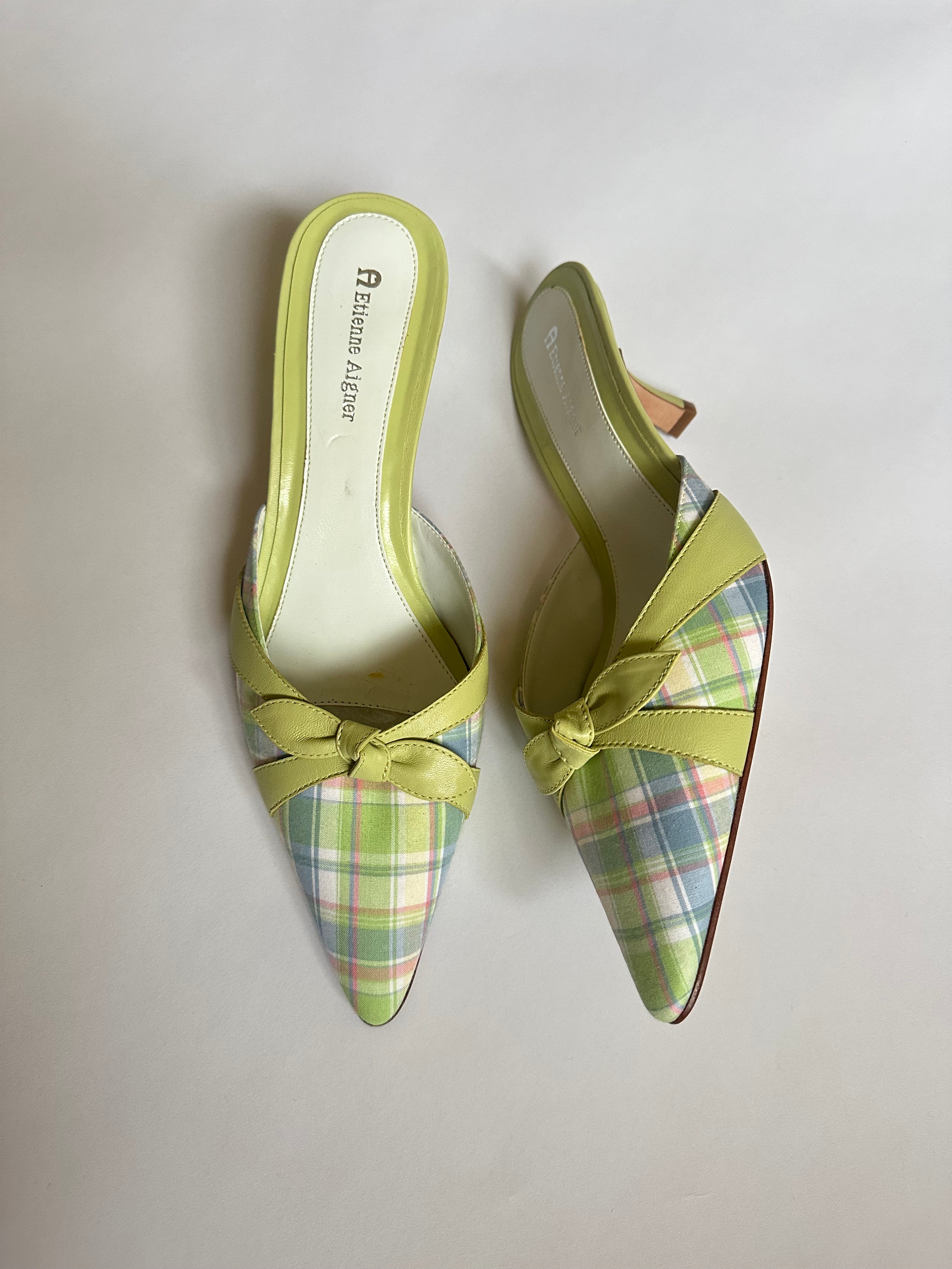Plaid Bow Heels (EU 40/ US 9)