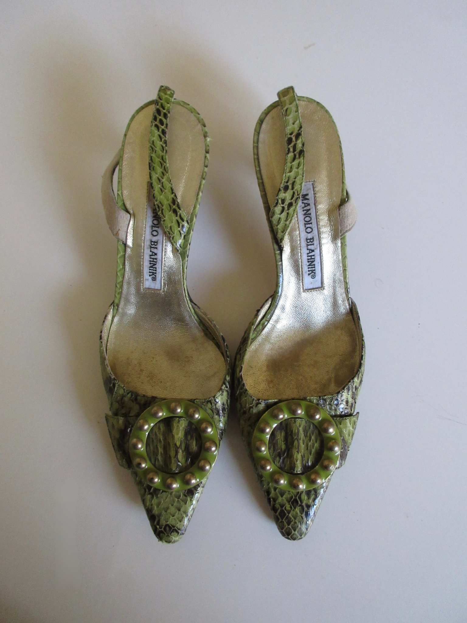 Manolo Blahnik Green Python Heels (EU 36/ US 6) – Vintage Archives LA