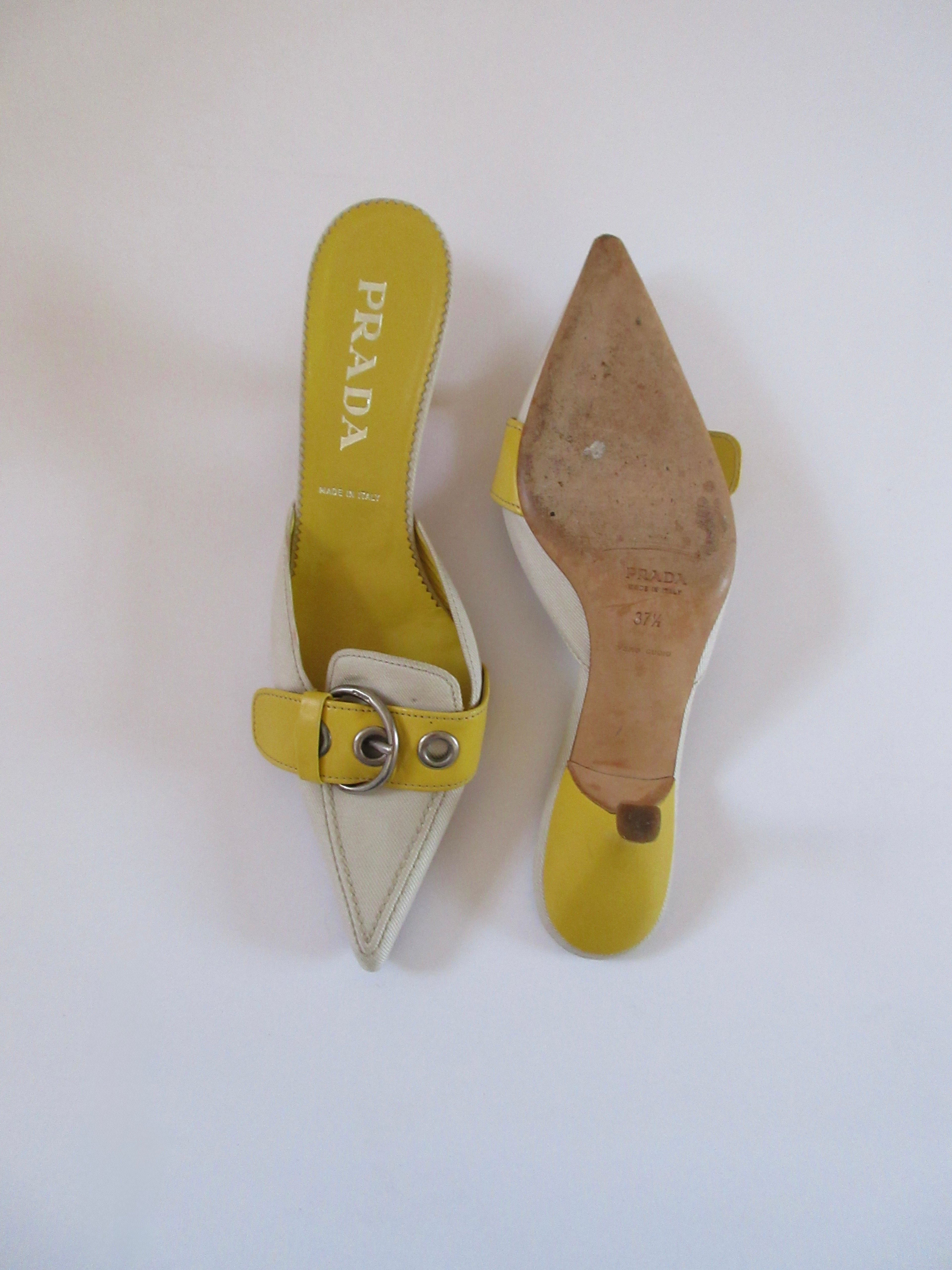 Prada Yellow Buckle Heels (EU 37.5/ US 7.5)
