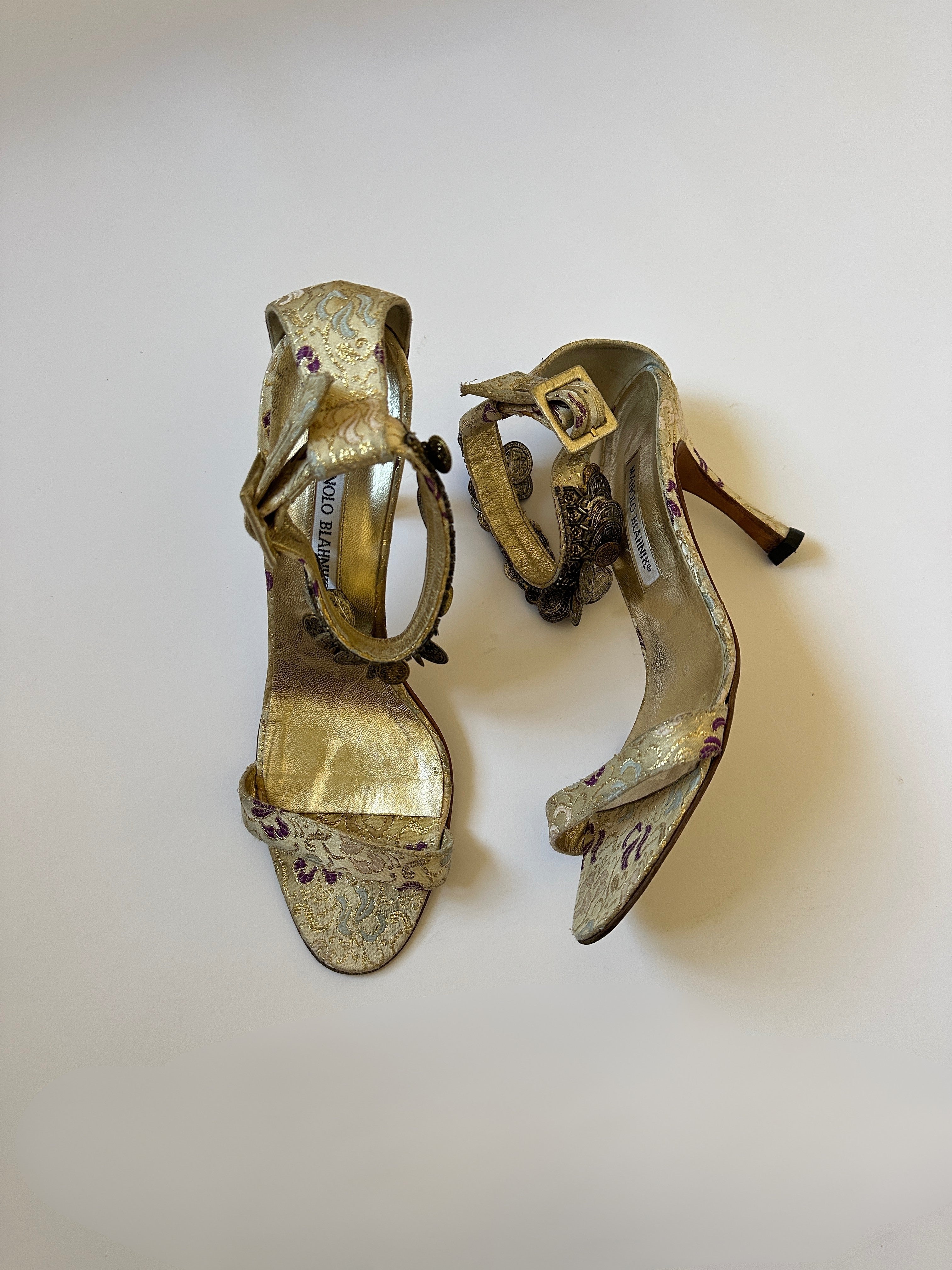 Manolo Blahnik Coin Embellished Heels (EU 38.5/ US 8)