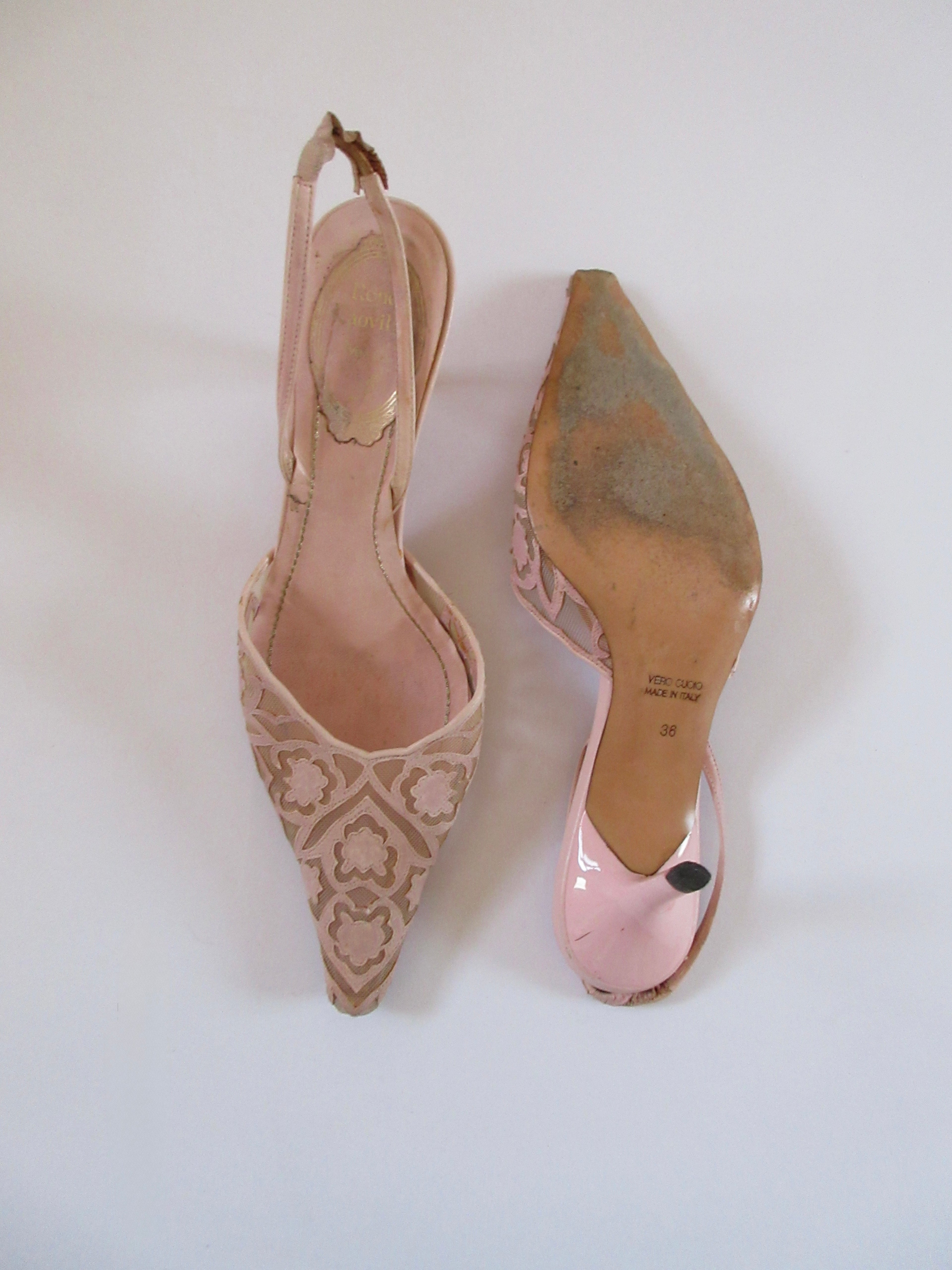 René Caovilla Pink Lace Heels (EU 36/ US 6)