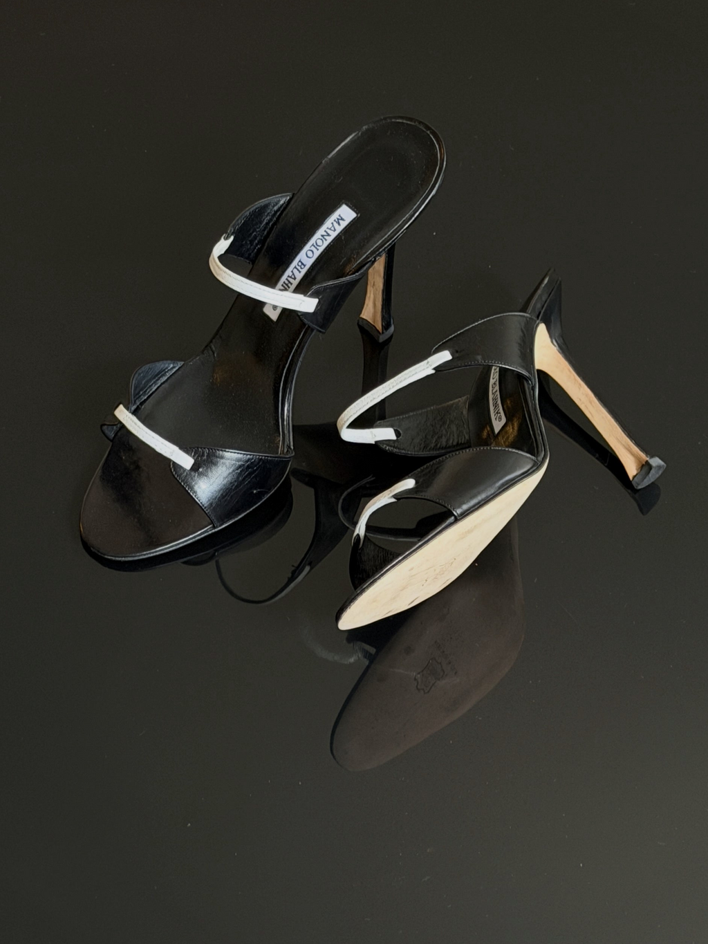 Manolo Blahnik Black/ White Heels (38.5/US 8)