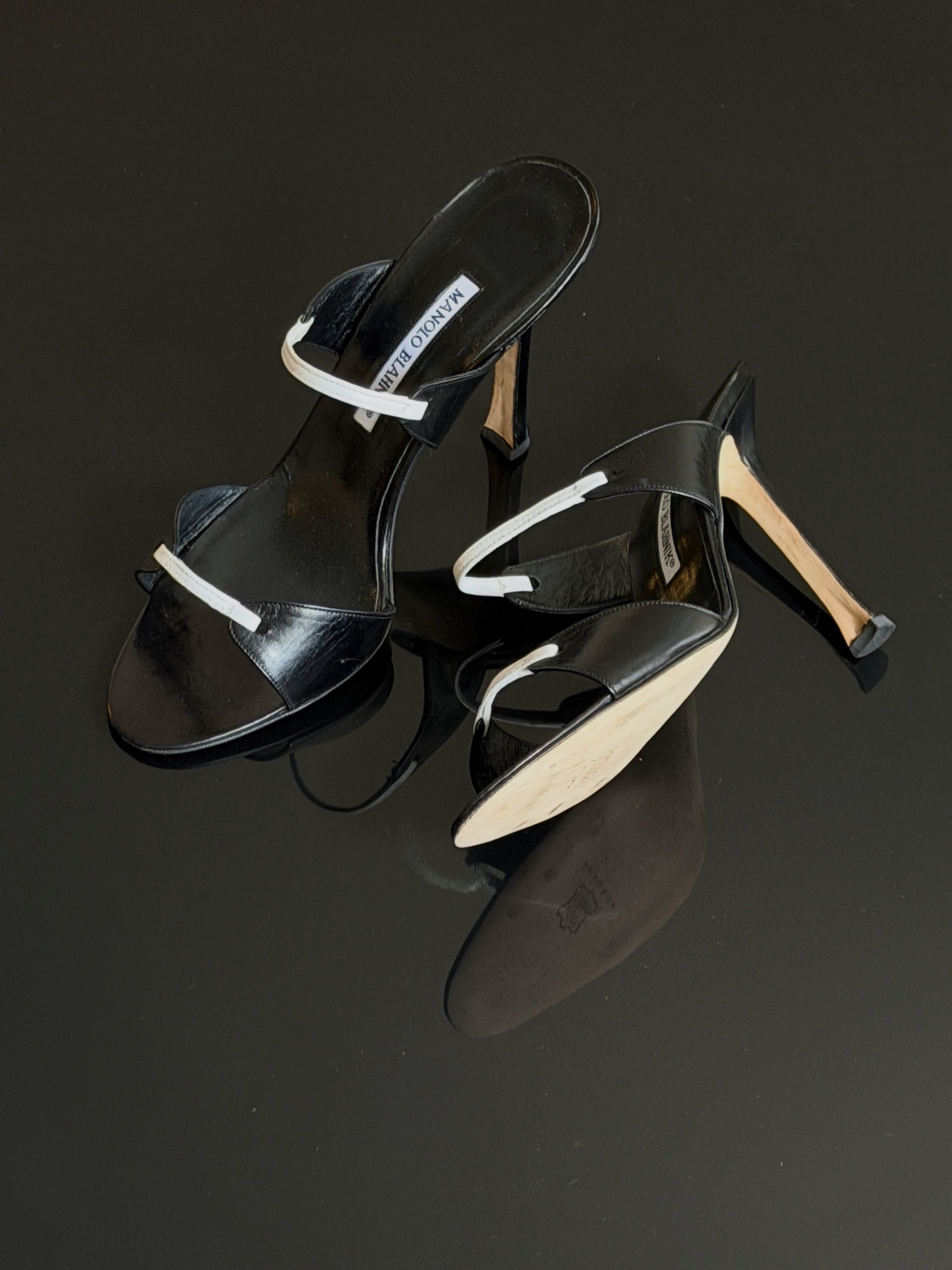 Manolo Blahnik Black/ White Heels (38.5/US 8)