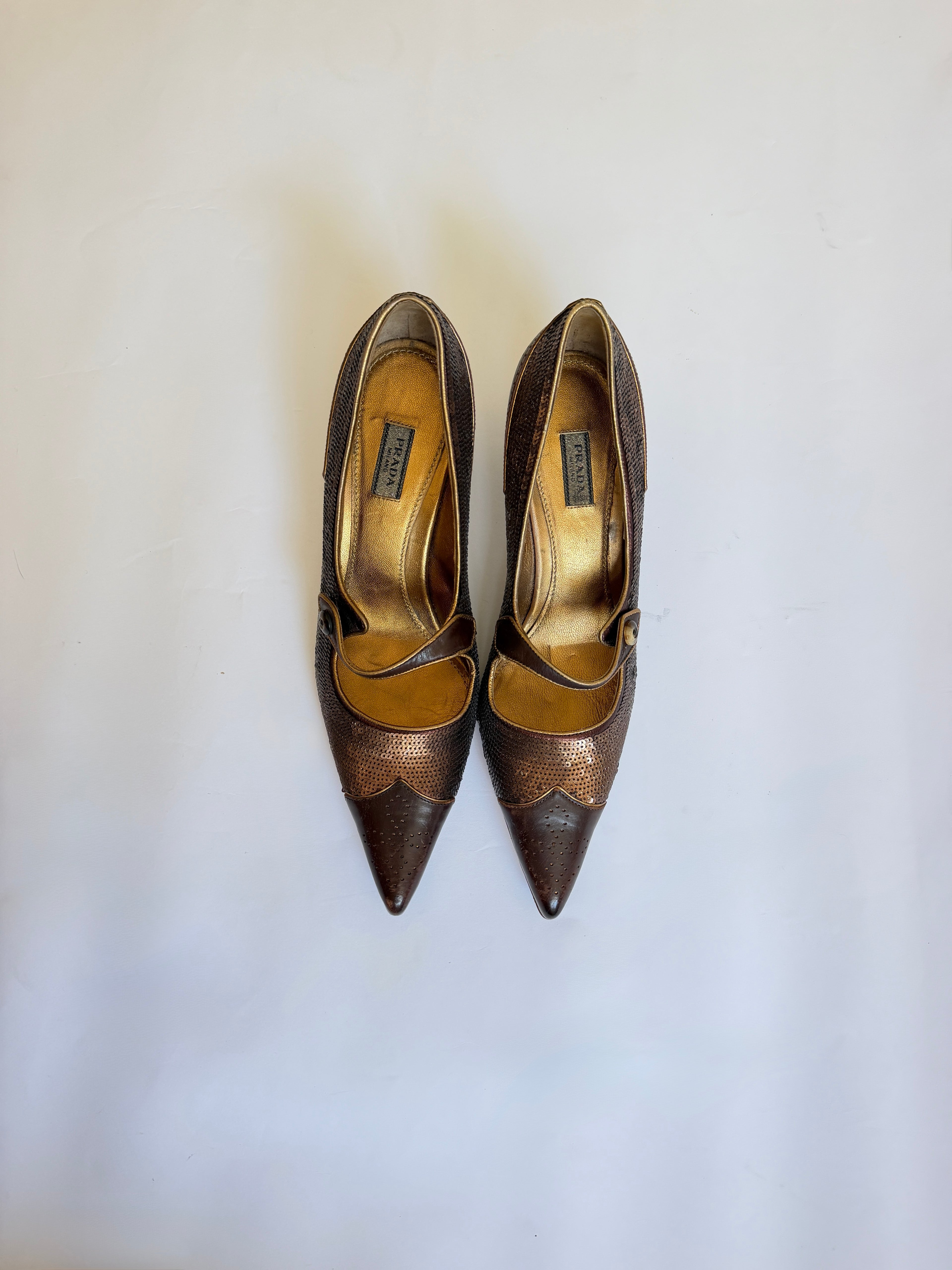 Prada Western Sequin Heels (EU 36/ US 6)
