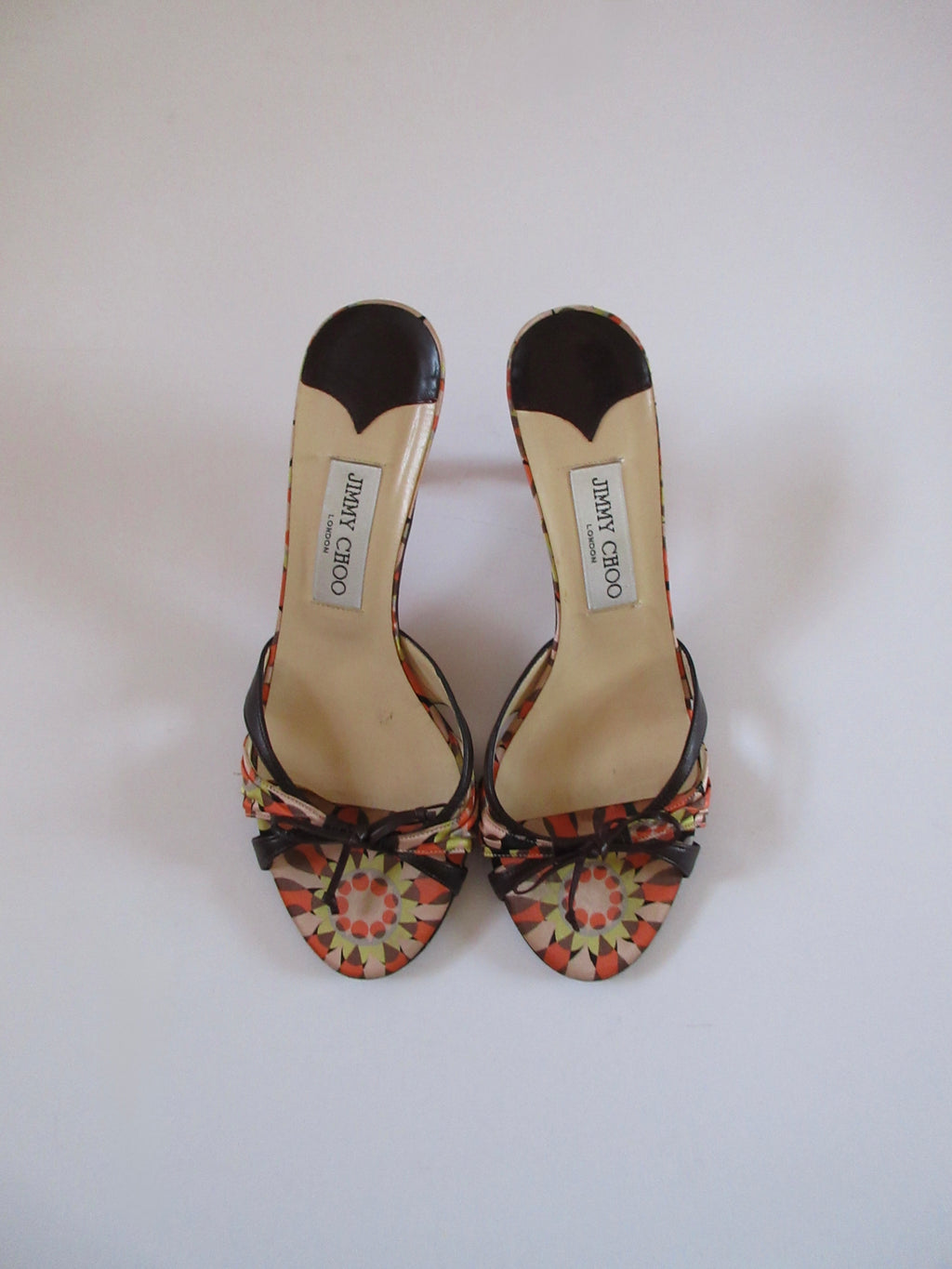 Jimmy Choo Satin Print Heels (EU 38/ US 8)