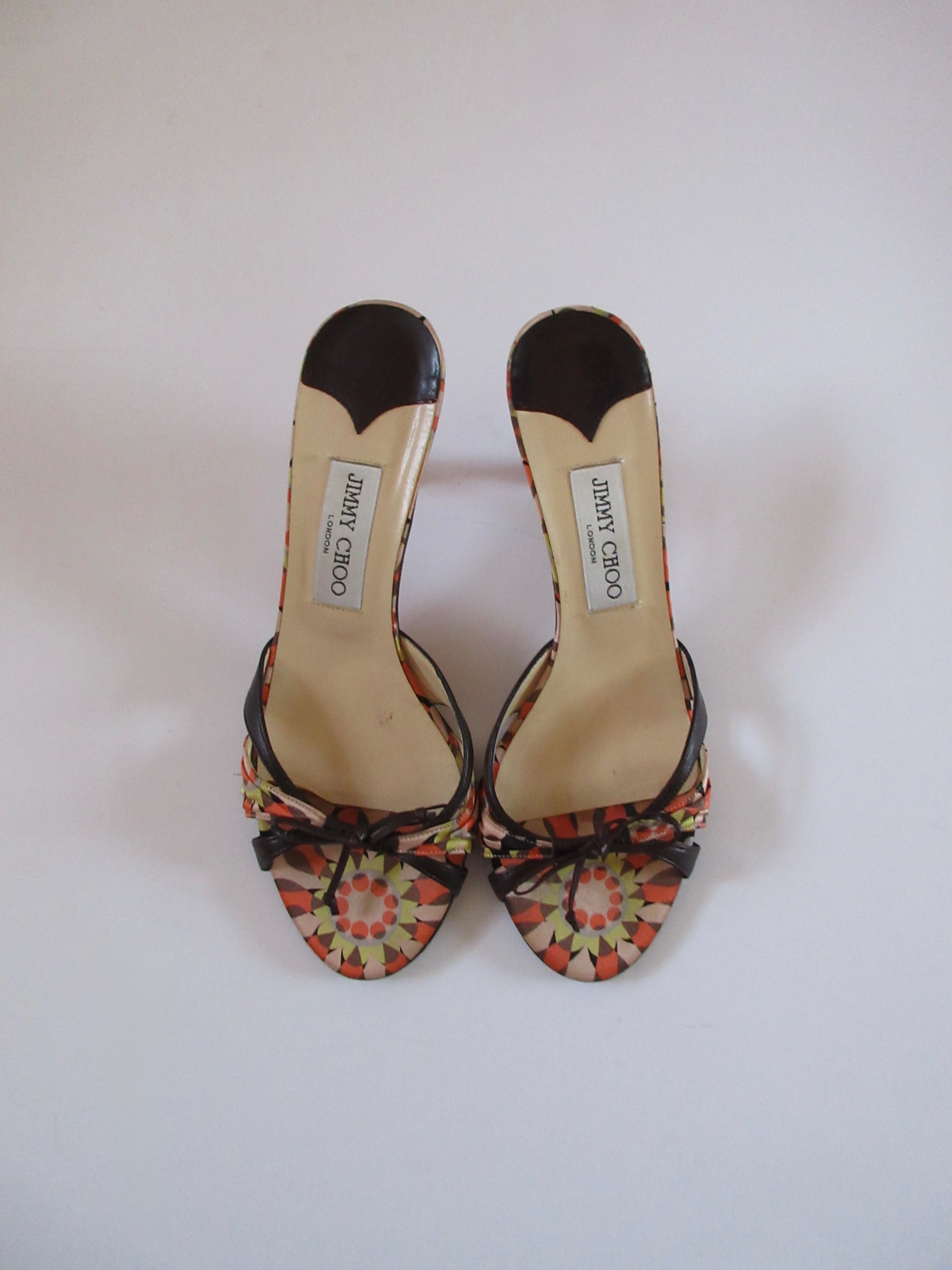 Jimmy Choo Satin Print Heels (EU 38/ US 8)