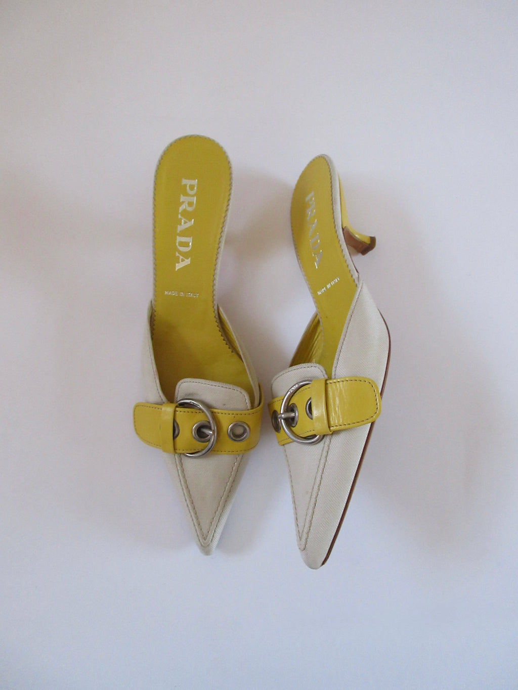 Prada Yellow Buckle Heels (EU 37.5/ US 7.5)