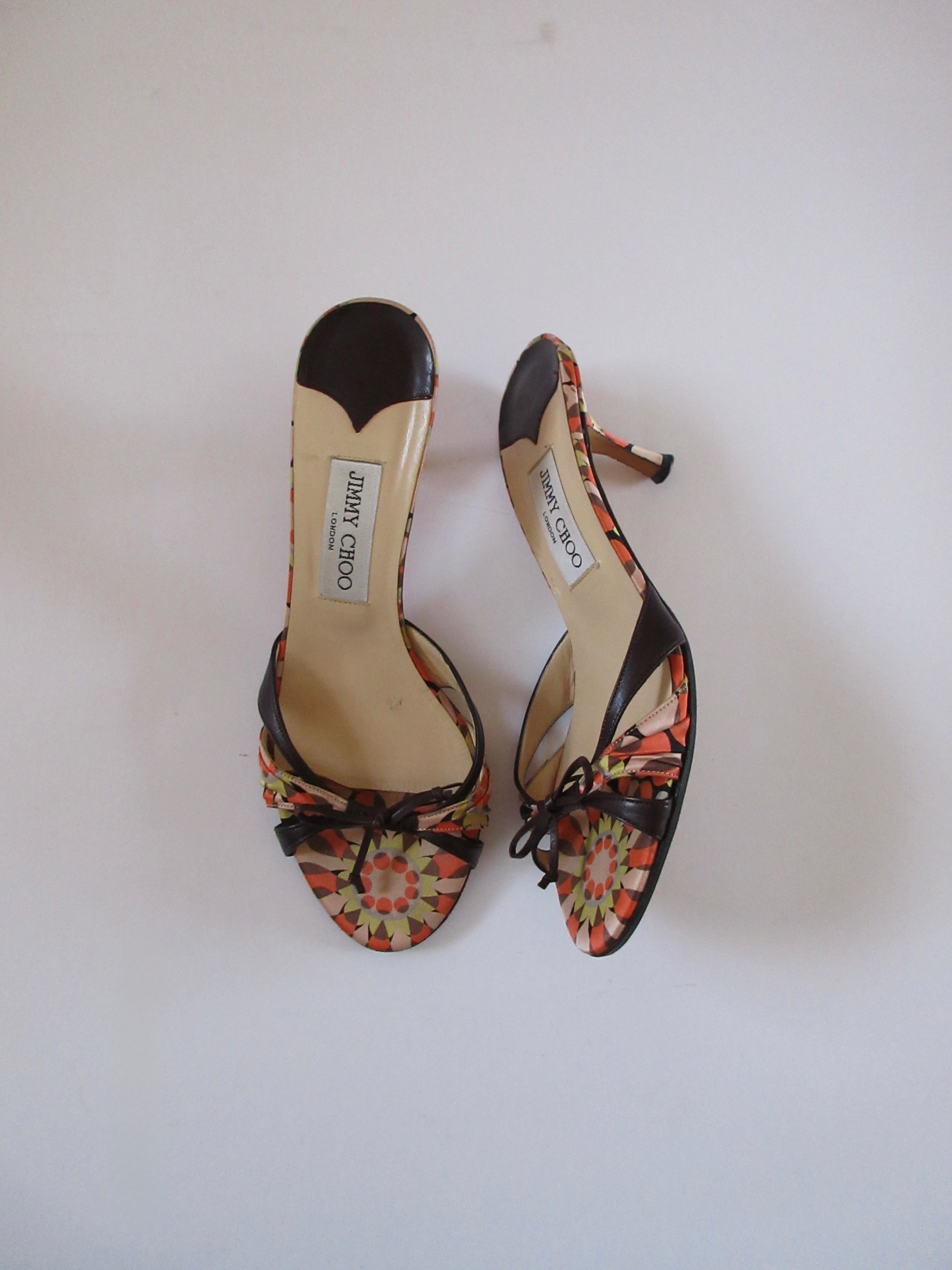 Jimmy Choo Satin Print Heels (EU 38/ US 8)