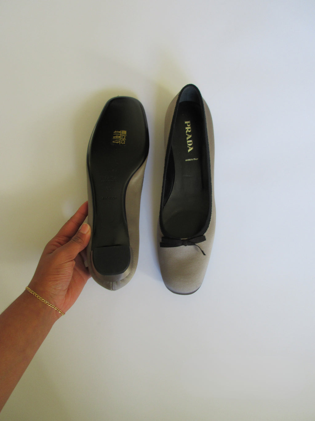 Prada Gray Satin Ballet Flats (EU 39/ US 8.5)