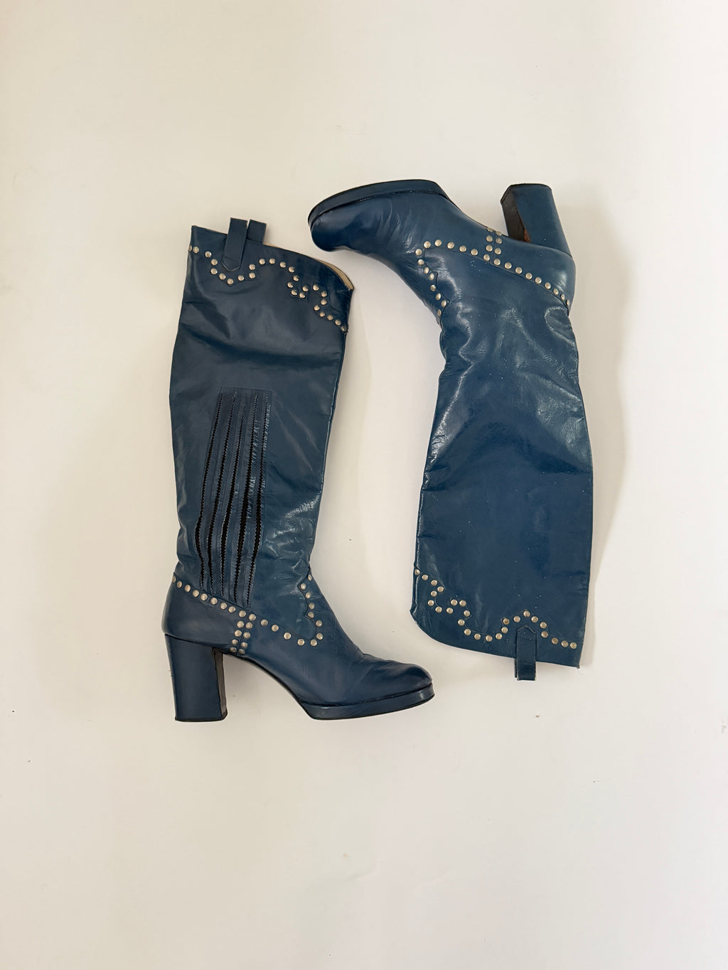 Vintage Blue Stud Boots (EU 37.5/ US 7.5)