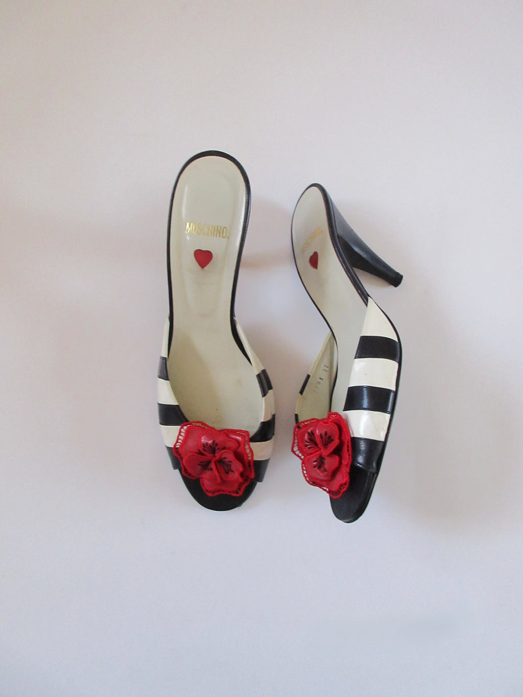 Moschino Striped Floral Lace Heel (EU 36.5/US 6.5)