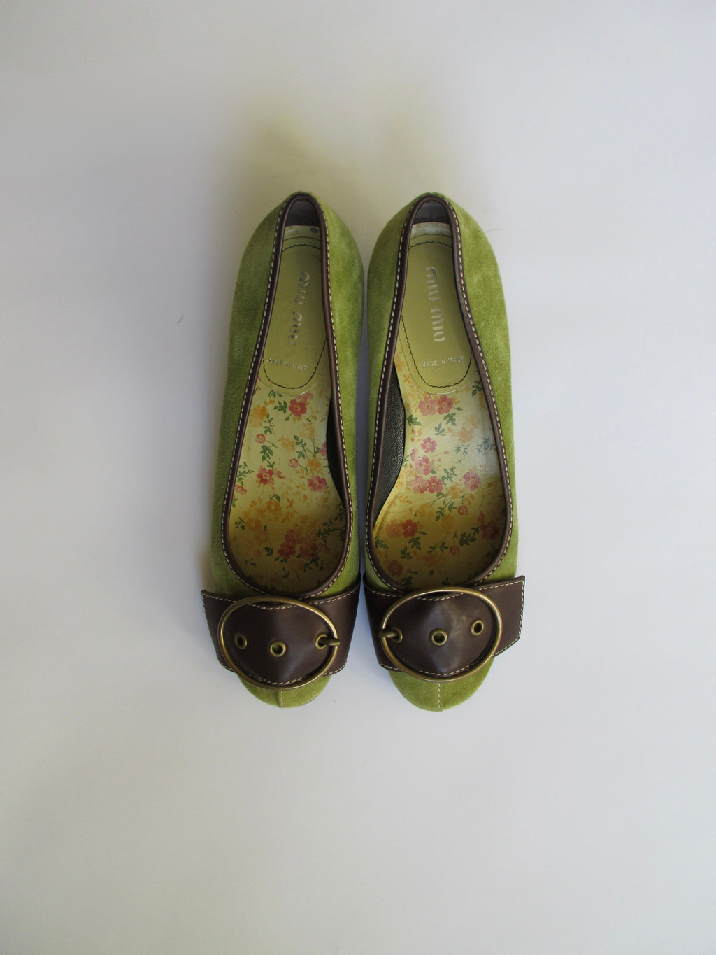 Miu Miu Green Suede Flats (EU 38/ US 7.5)