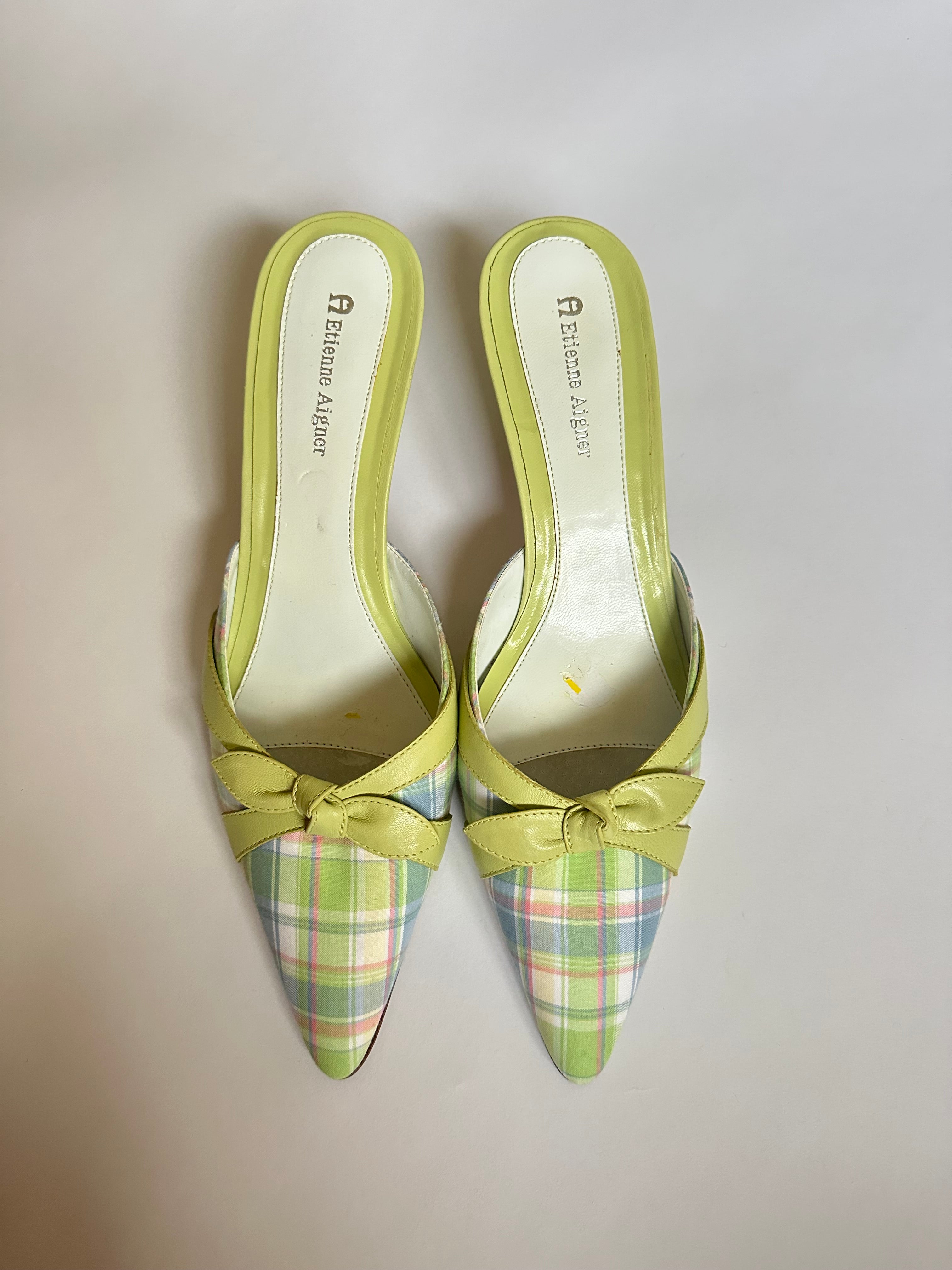 Plaid Bow Heels (EU 40/ US 9)