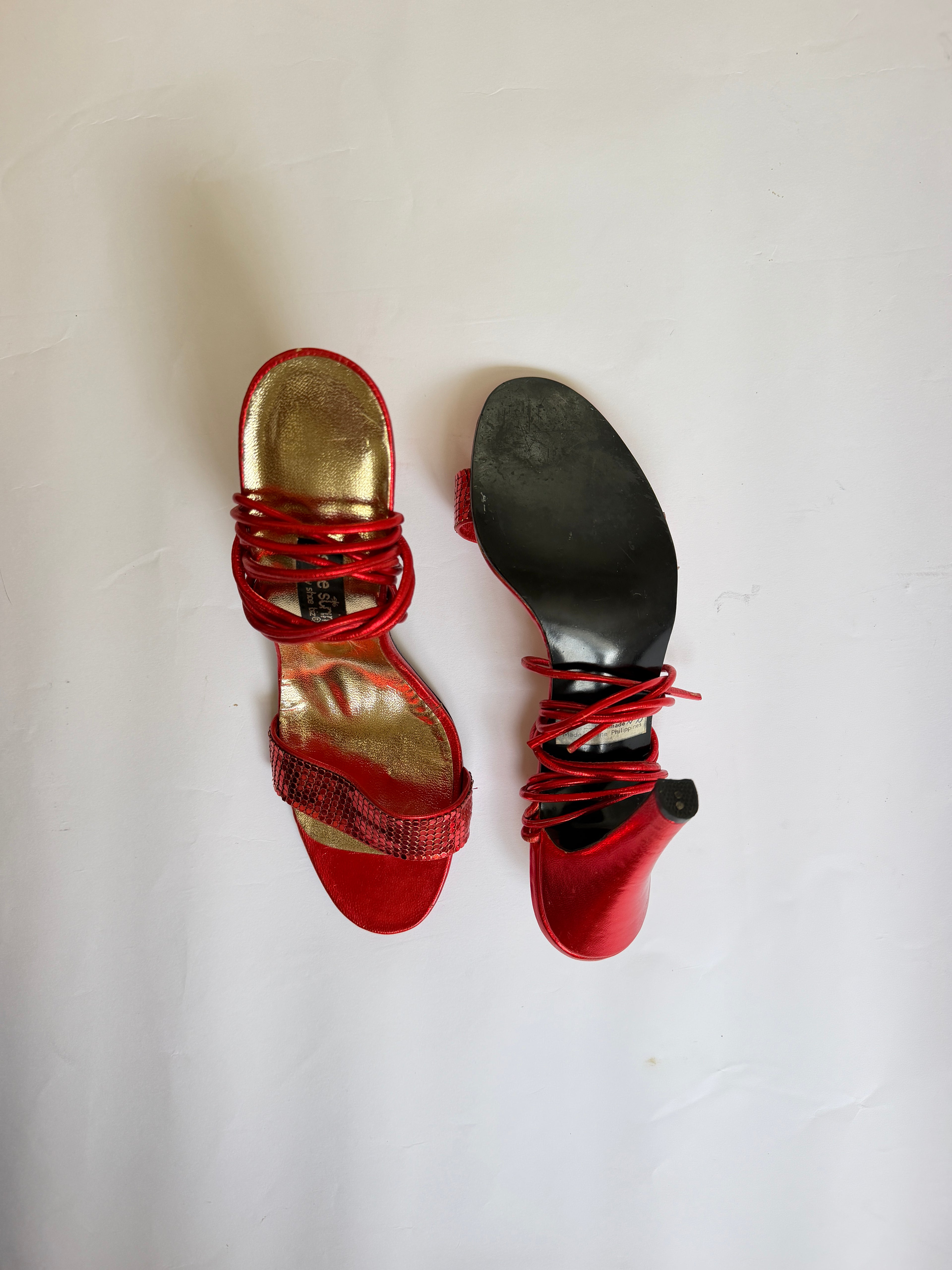Red Sequin Strappy Heels (US 6/6.5)