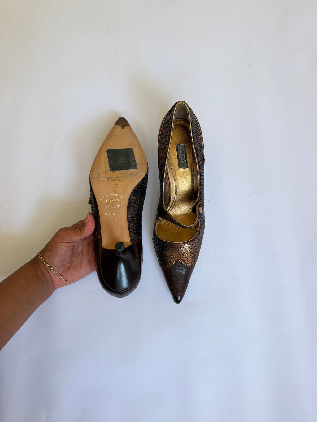 Prada Western Sequin Heels (EU 36/ US 6)