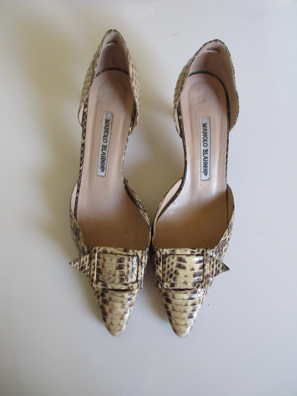 Manolo Blahnik Neutral Python Heels (EU 37.5/ US 7)