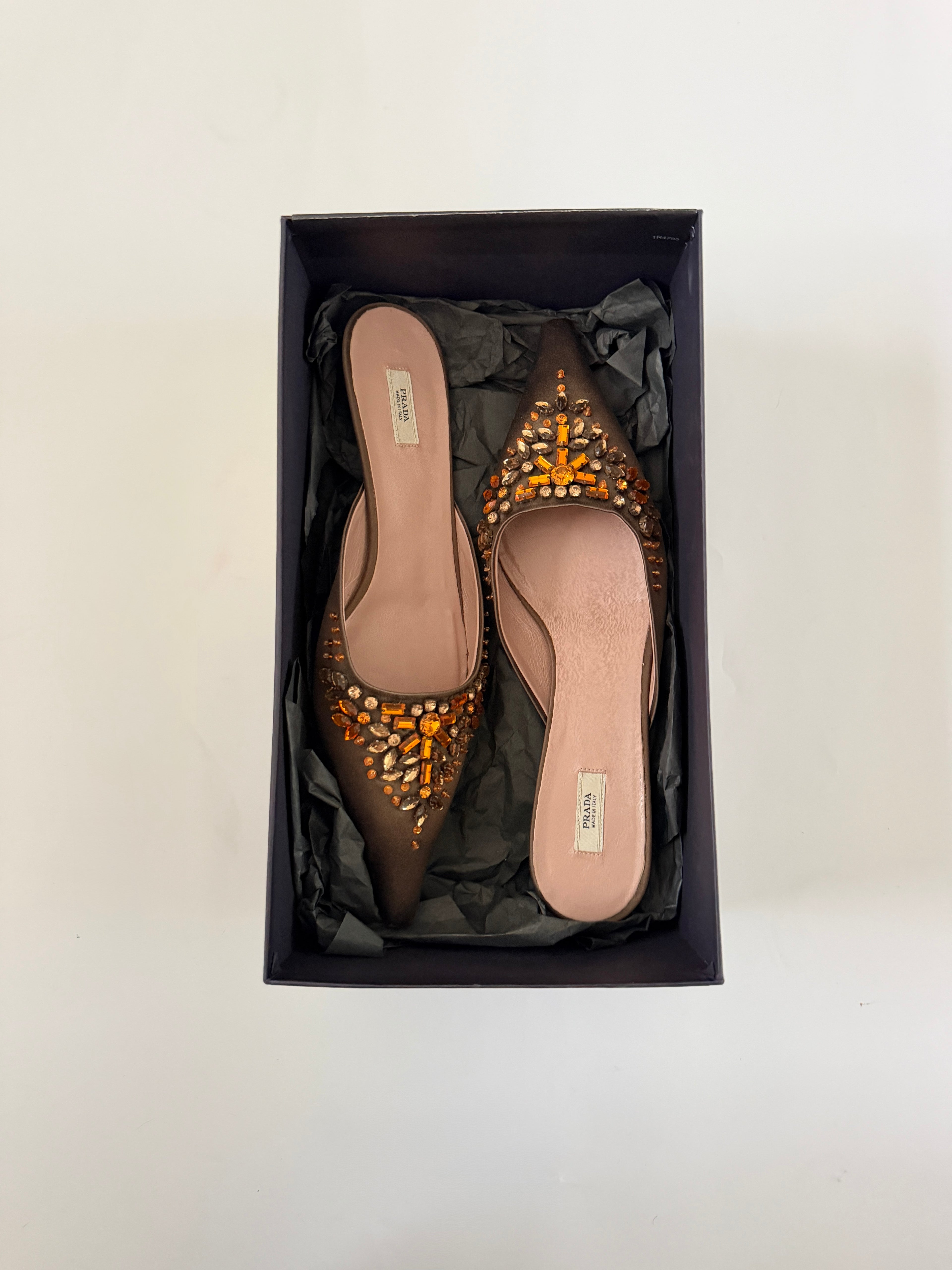 Prada Brown Rhinestone Kitten Heels (EU 38/ US 8)