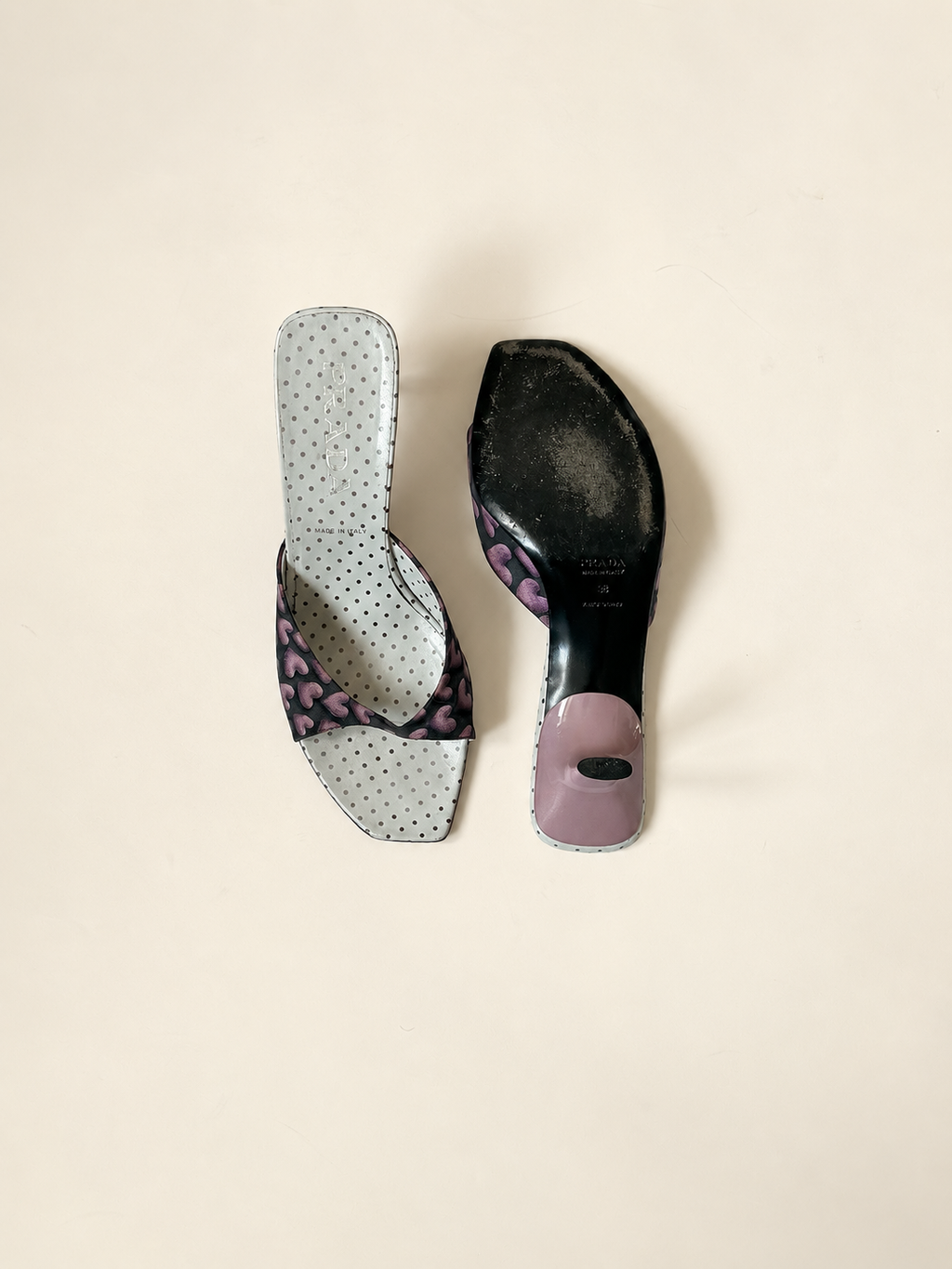 Prada SS 2002 Purple Heart Heels (EU38/ US 7.5)