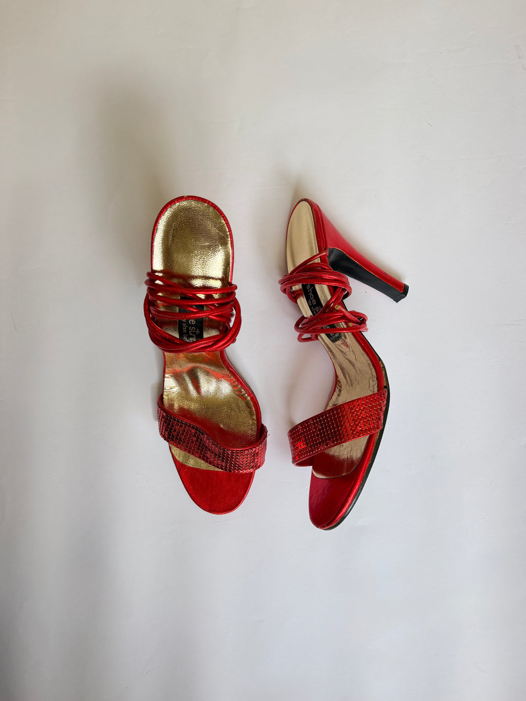 Red Sequin Strappy Heels (US 6/6.5)