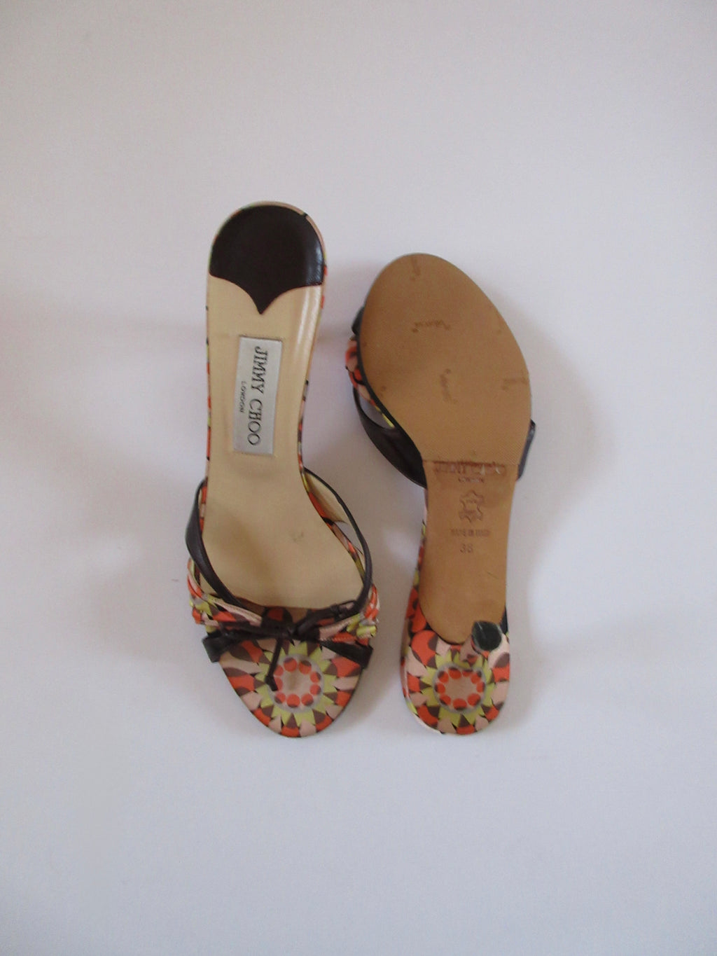 Jimmy Choo Satin Print Heels (EU 38/ US 8)