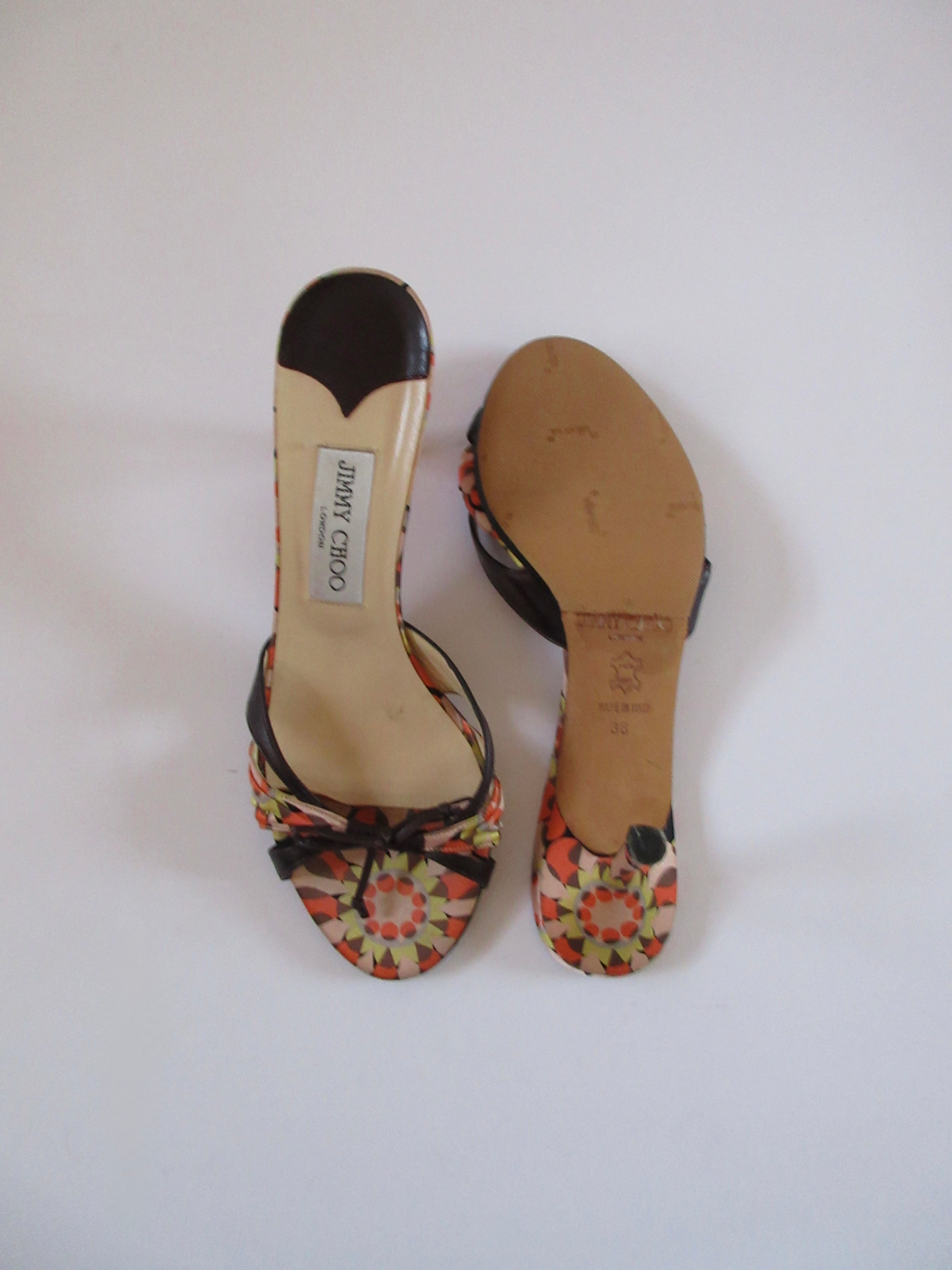 Jimmy Choo Satin Print Heels (EU 38/ US 8)