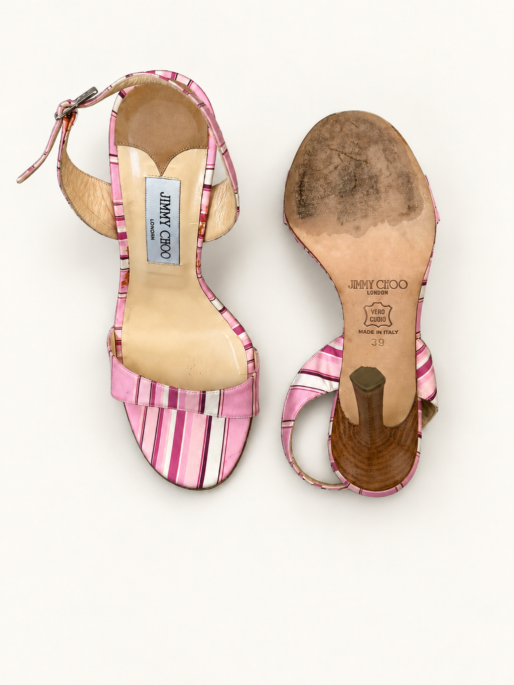 Jimmy Choo Pink Striped Heels (EU 39/ 8.5)