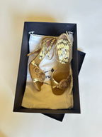 Prada Burlap Canvas Snakeskin Heels (EU 37.5/ US 7.5)