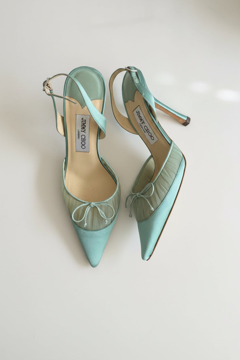 Jimmy Choo Blue Satin Heels (EU 38/ US 7.5)