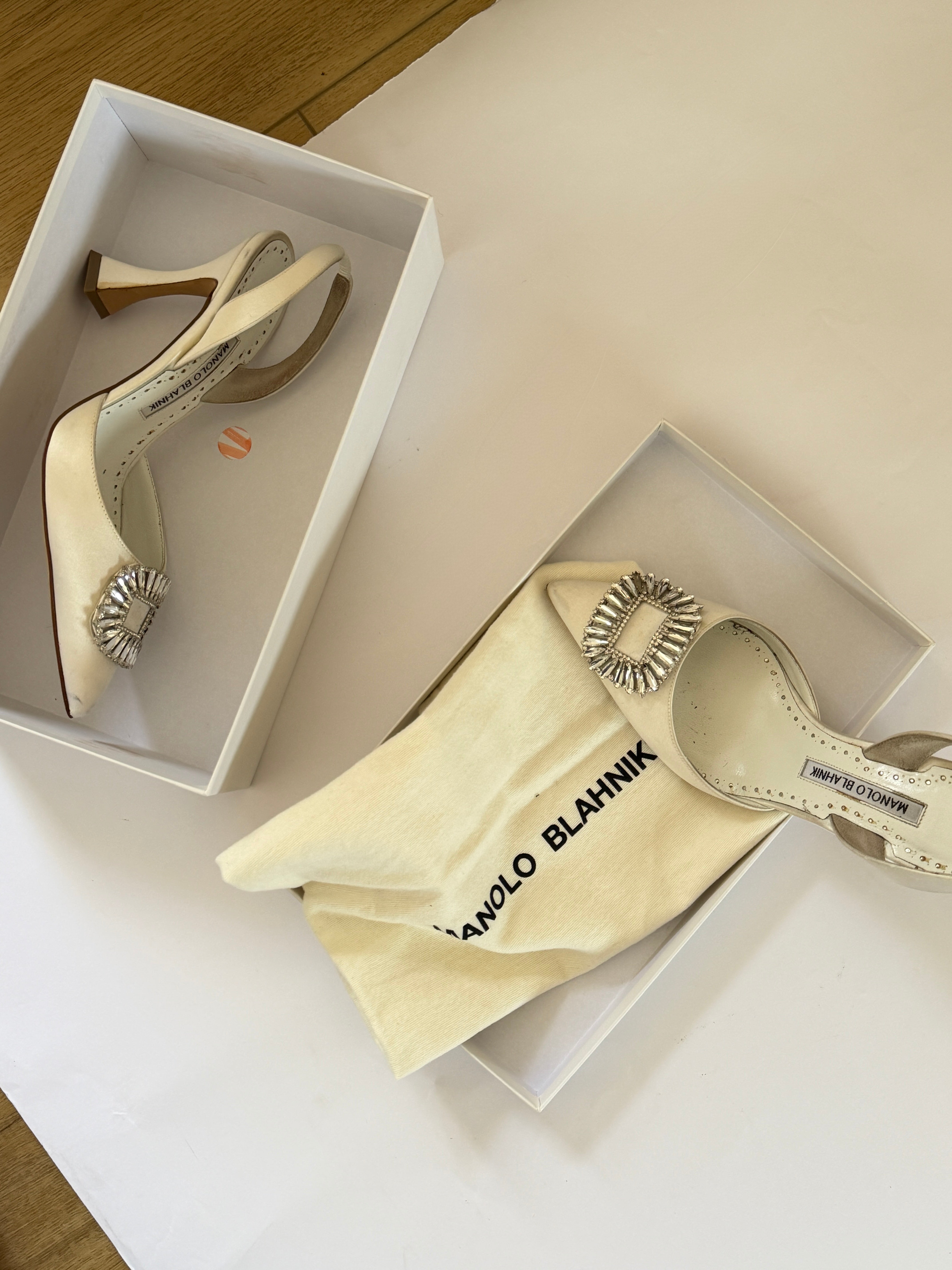 Manolo Blahnik White Heels (EU 39/ US 8.5) – Vintage Archives LA