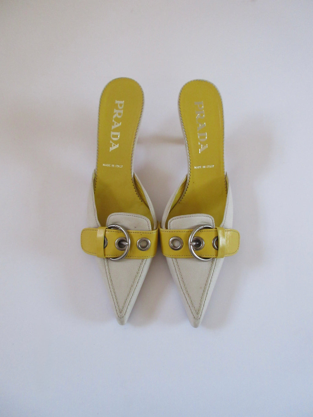 Prada Yellow Buckle Heels (EU 37.5/ US 7.5)