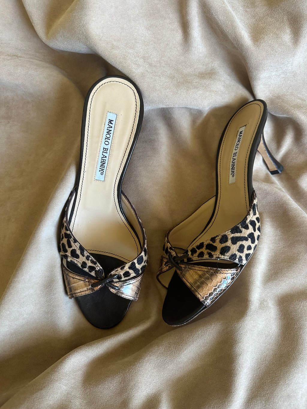 Manolo Blahnik Ponyhair Animal Print Kitten Heels (EU 37.5/ US 7.5)