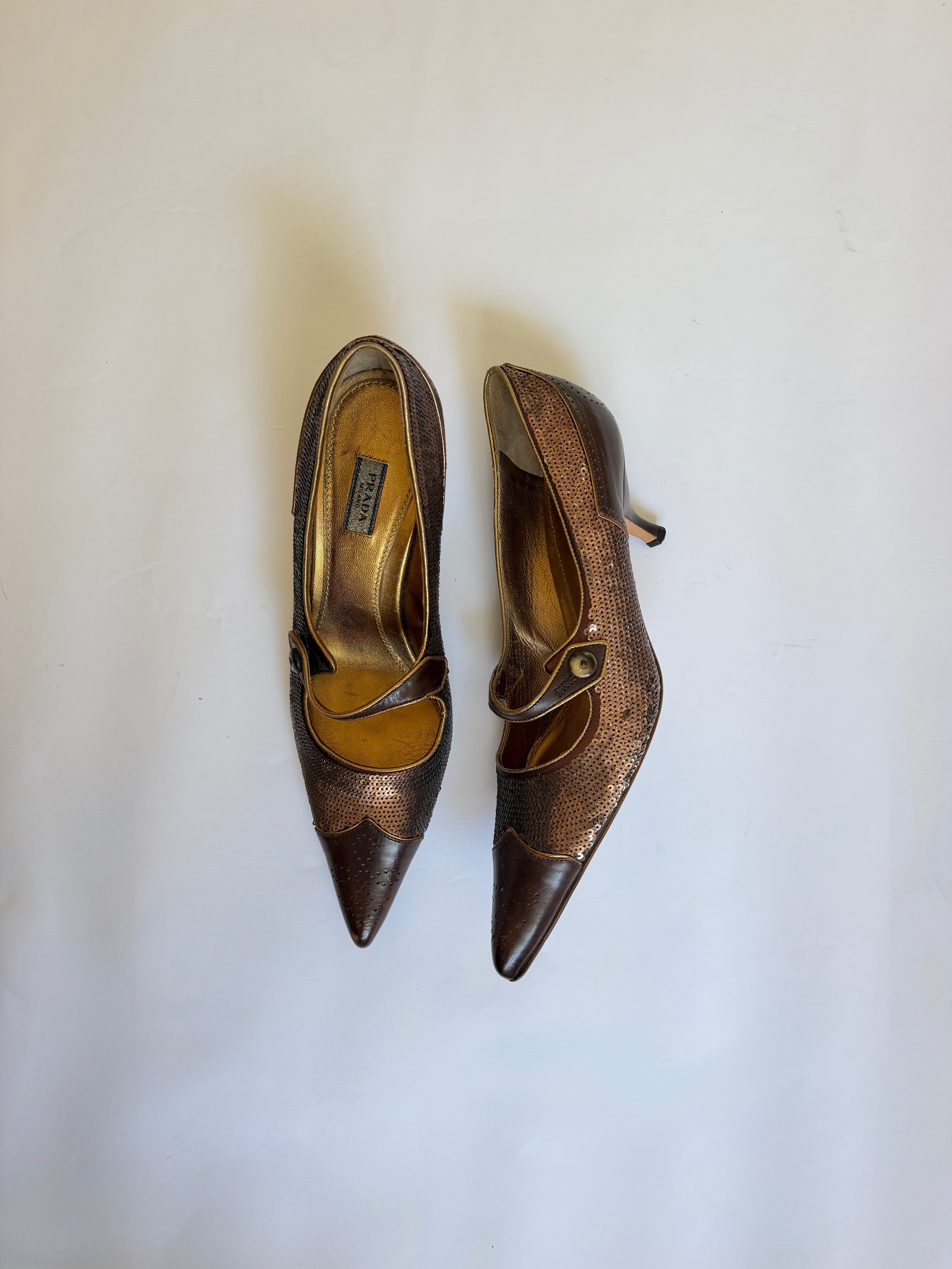 Prada Western Sequin Heels (EU 36/ US 6)