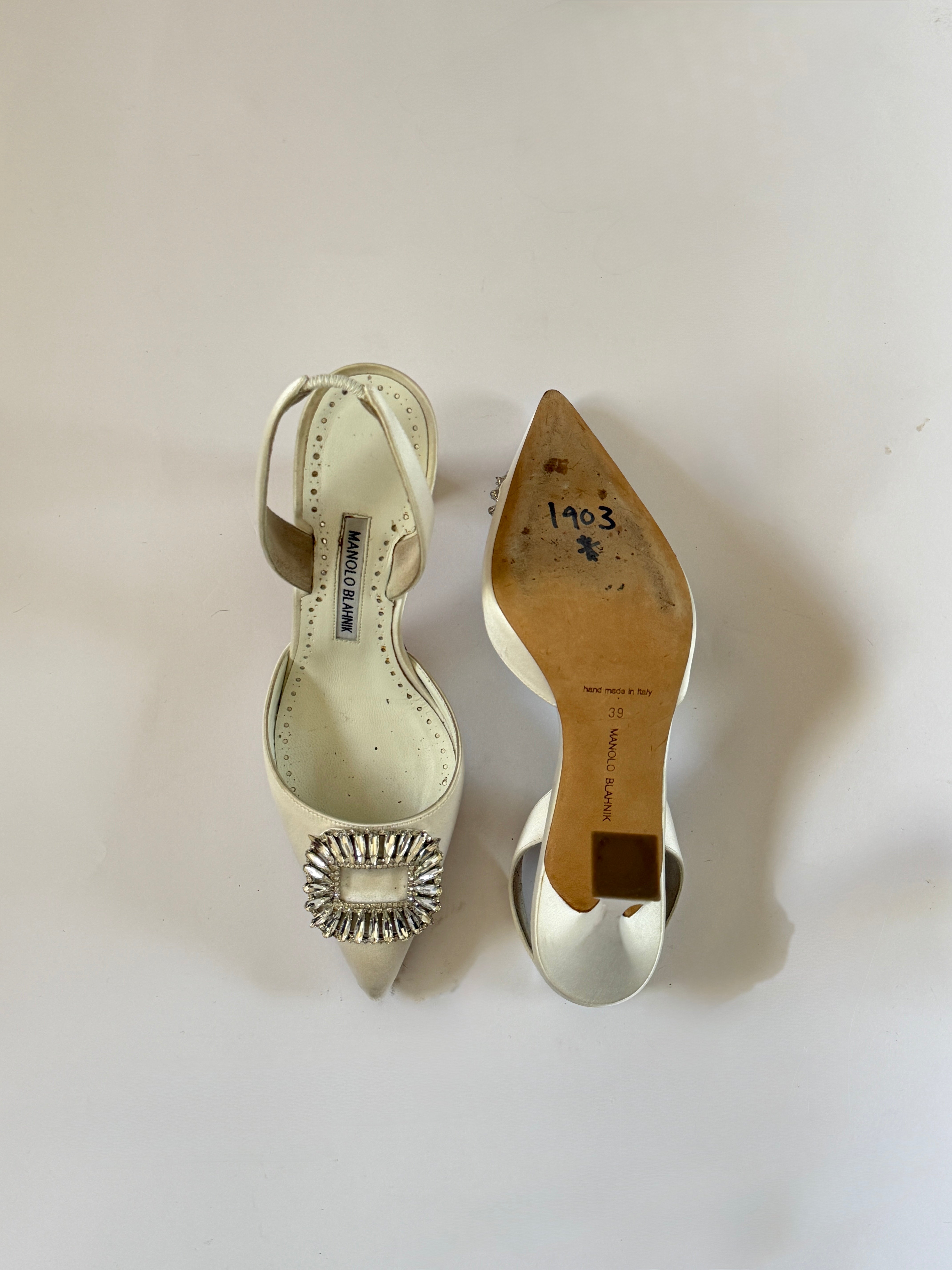 Manolo Blahnik White Heels (EU 39/ US 8.5) – Vintage Archives LA