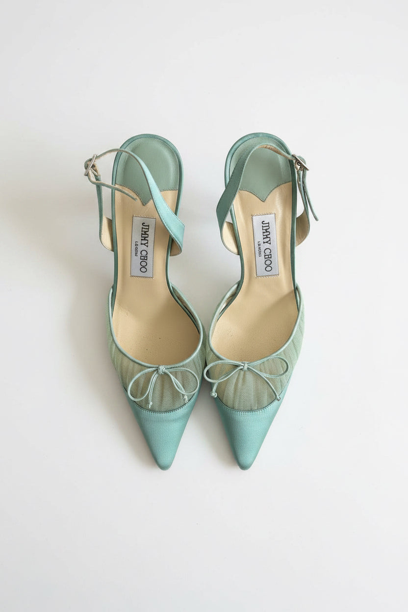 Jimmy Choo Blue Satin Heels (EU 38/ US 7.5)