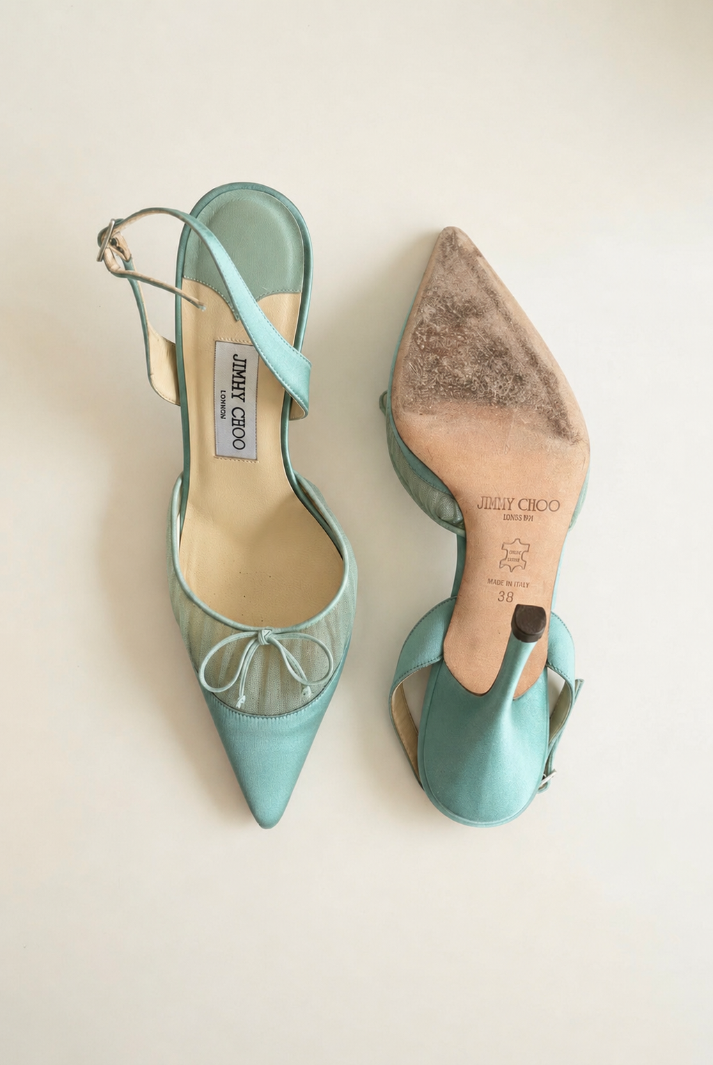 Jimmy Choo Blue Satin Heels (EU 38/ US 7.5)