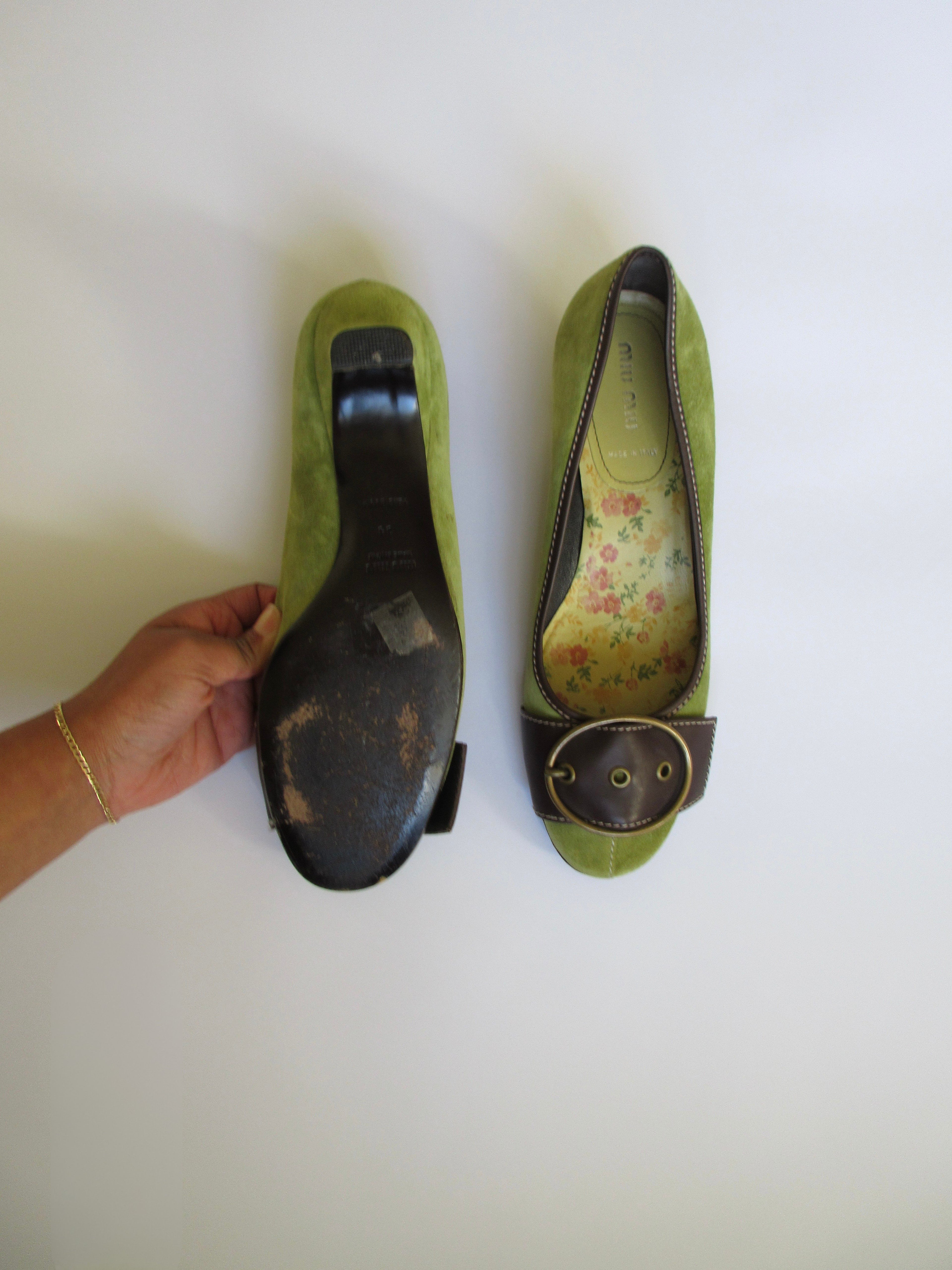 Miu Miu Green Suede Flats (EU 38/ US 7.5)