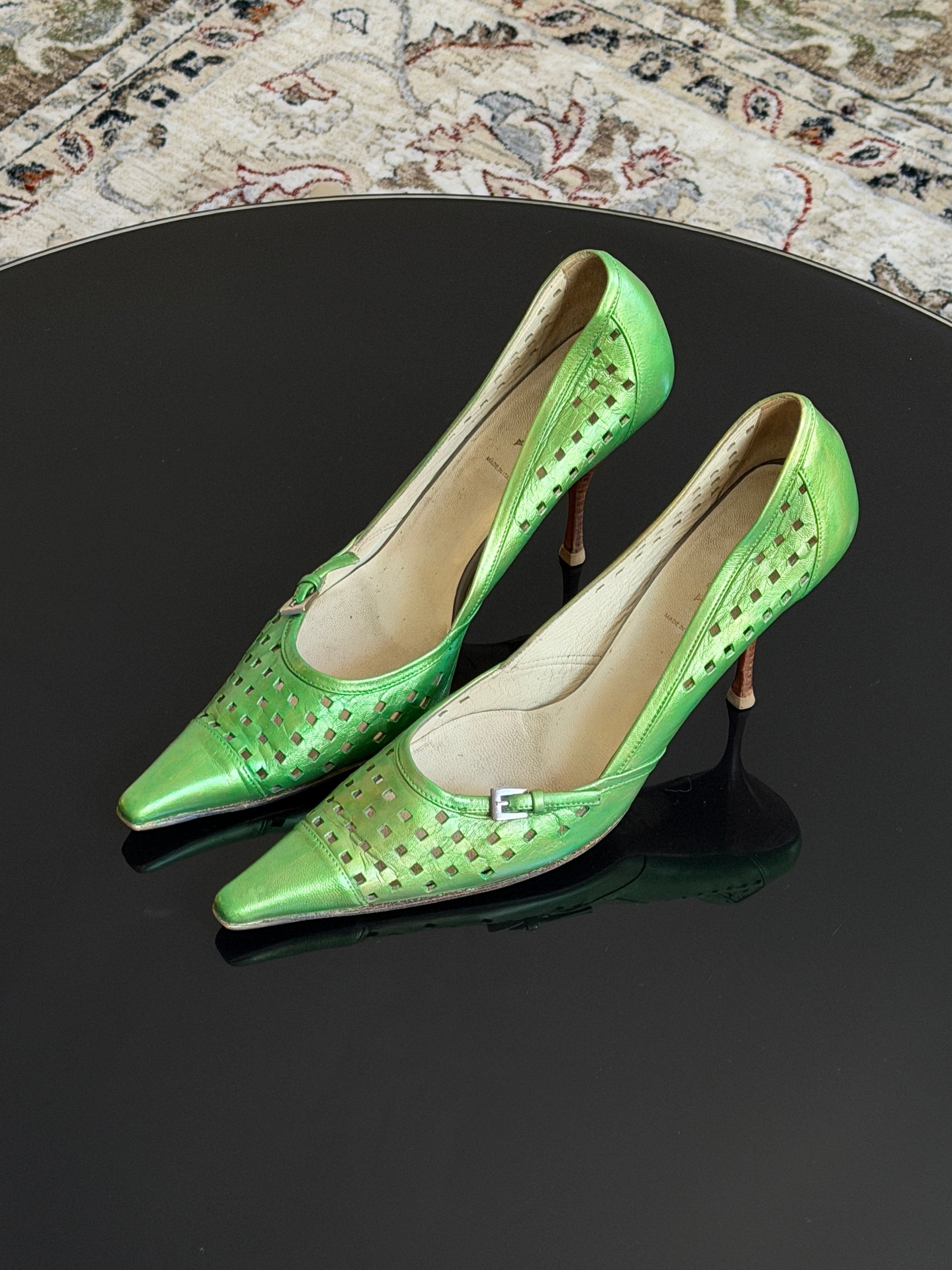Prada Green Cutout Heels (EU 39.5/ US 9)