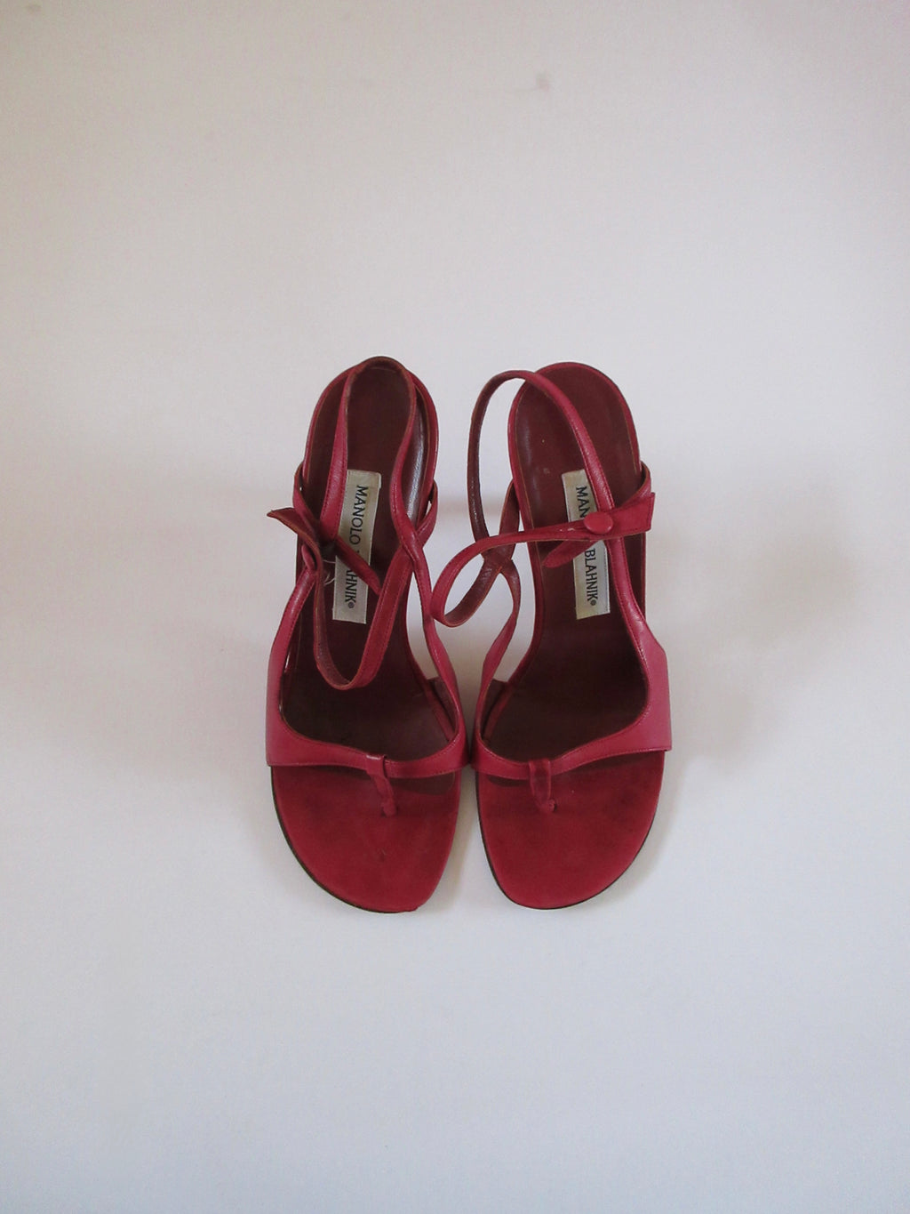 Manolo Blahnik Red Strappy Heels (EU 37.5/ US 7.5)