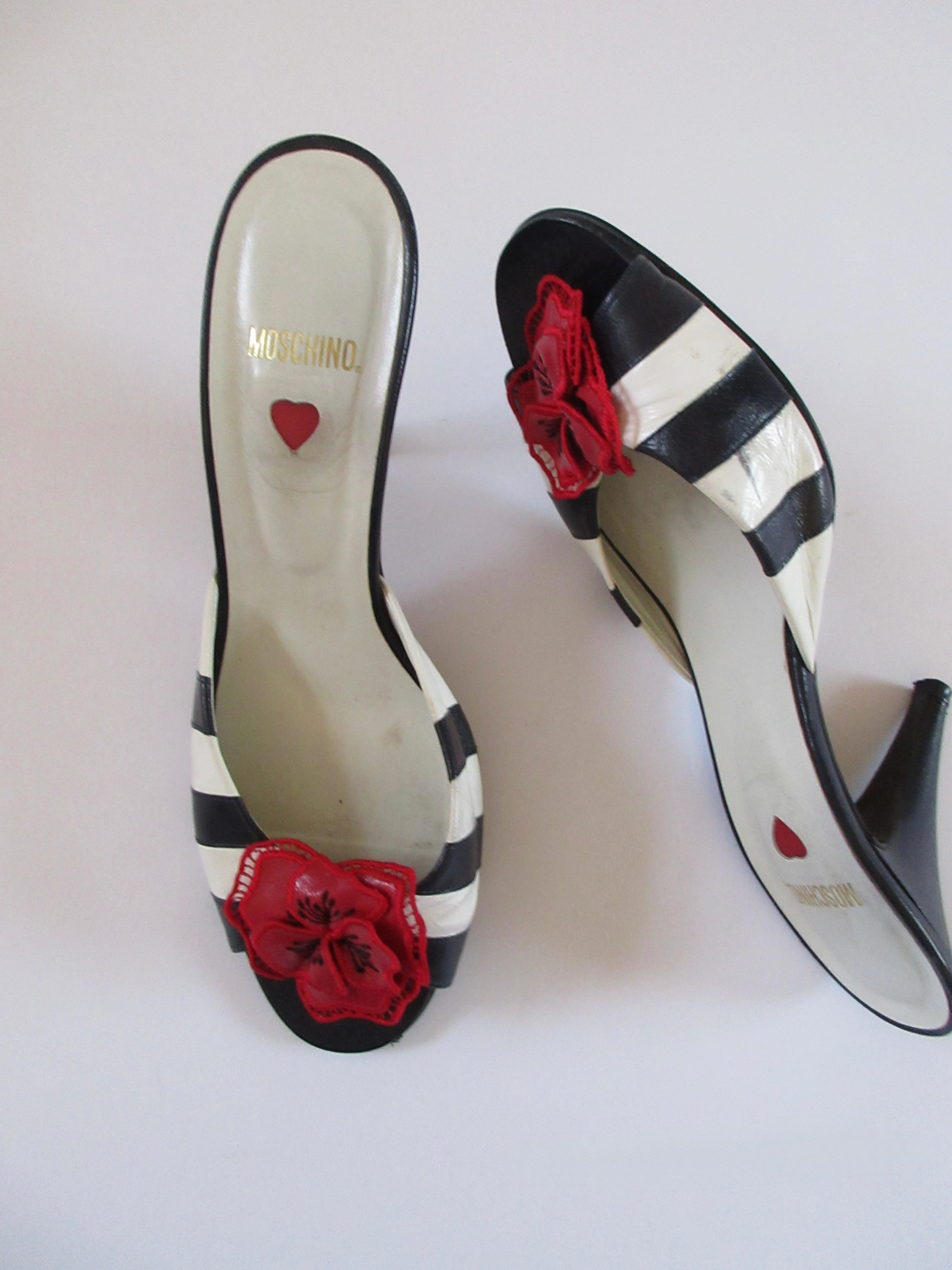 Moschino Striped Floral Lace Heel (EU 36.5/US 6.5)