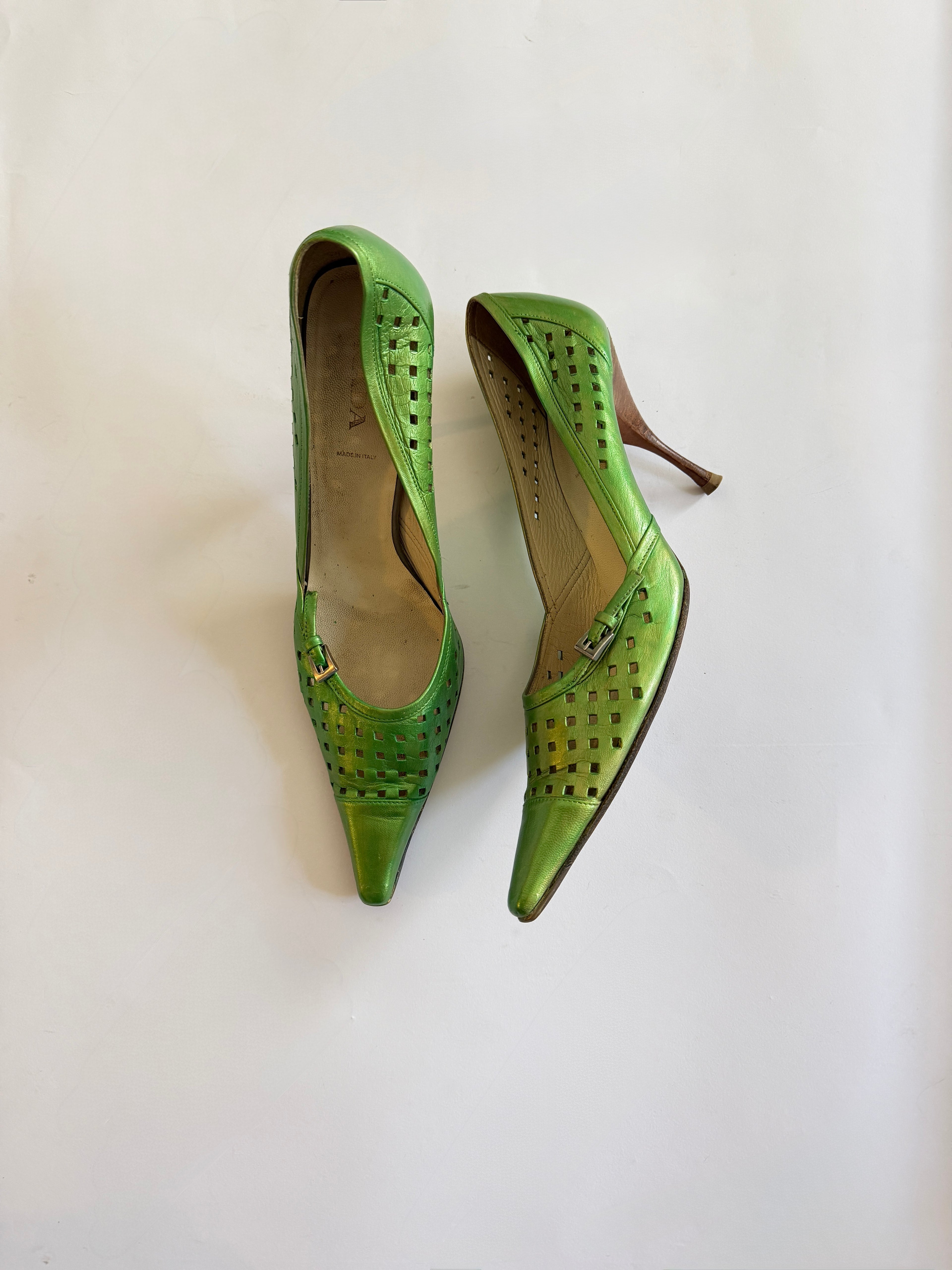 Prada Green Cutout Heels (EU 39.5/ US 9)