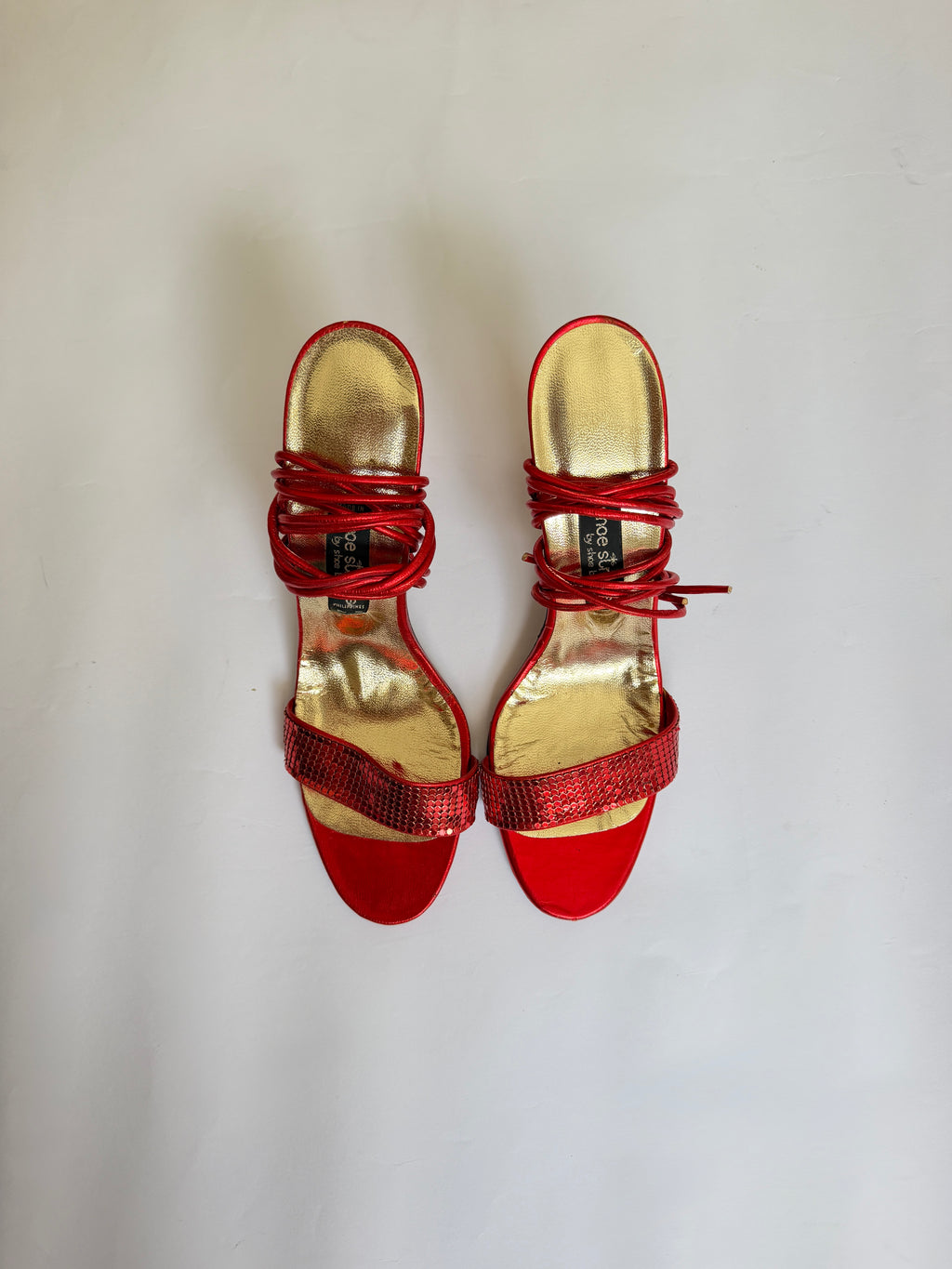 Red Sequin Strappy Heels (US 6/6.5)