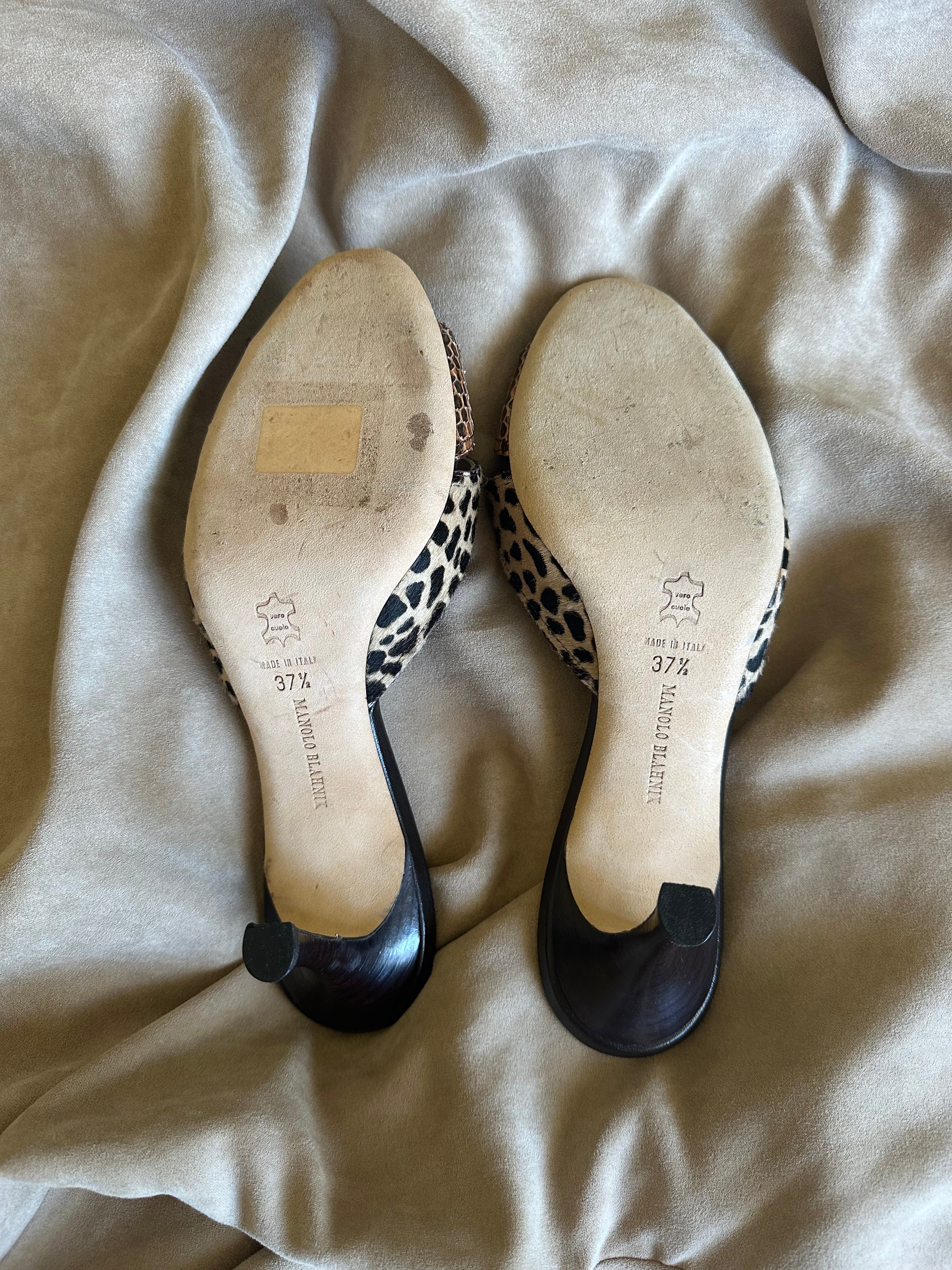 Manolo Blahnik Ponyhair Animal Print Kitten Heels (EU 37.5/ US 7.5)