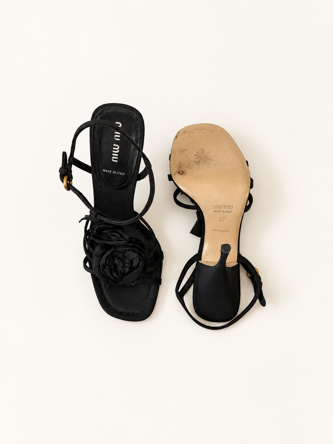 Miu Miu Black Floral Heels (EU 37/ US 6.5)
