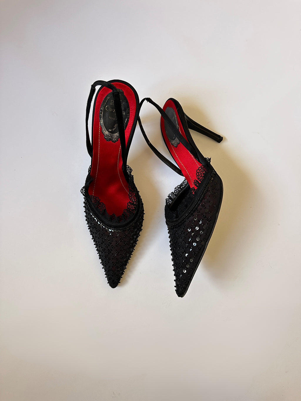 René Caovilla Sequin Lace Heels (EU 39/US 8.5)