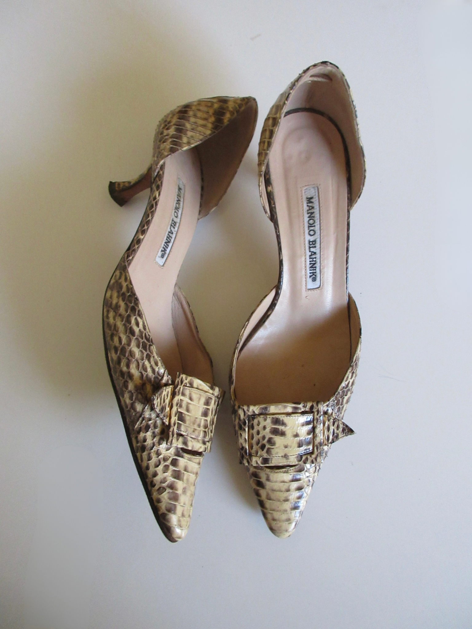 Manolo Blahnik Neutral Python Heels (EU 37.5/ US 7)