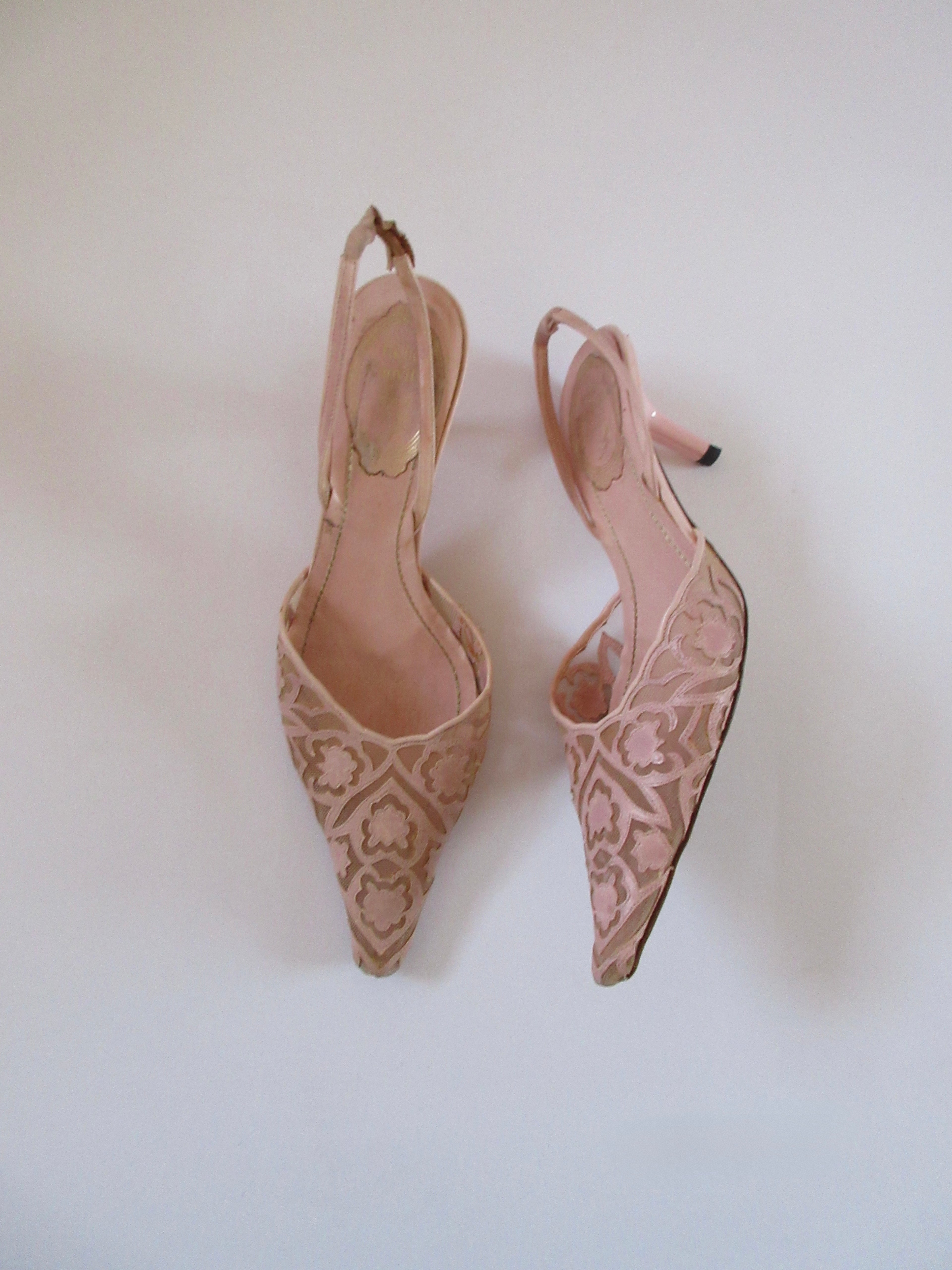 René Caovilla Pink Lace Heels (EU 36/ US 6)