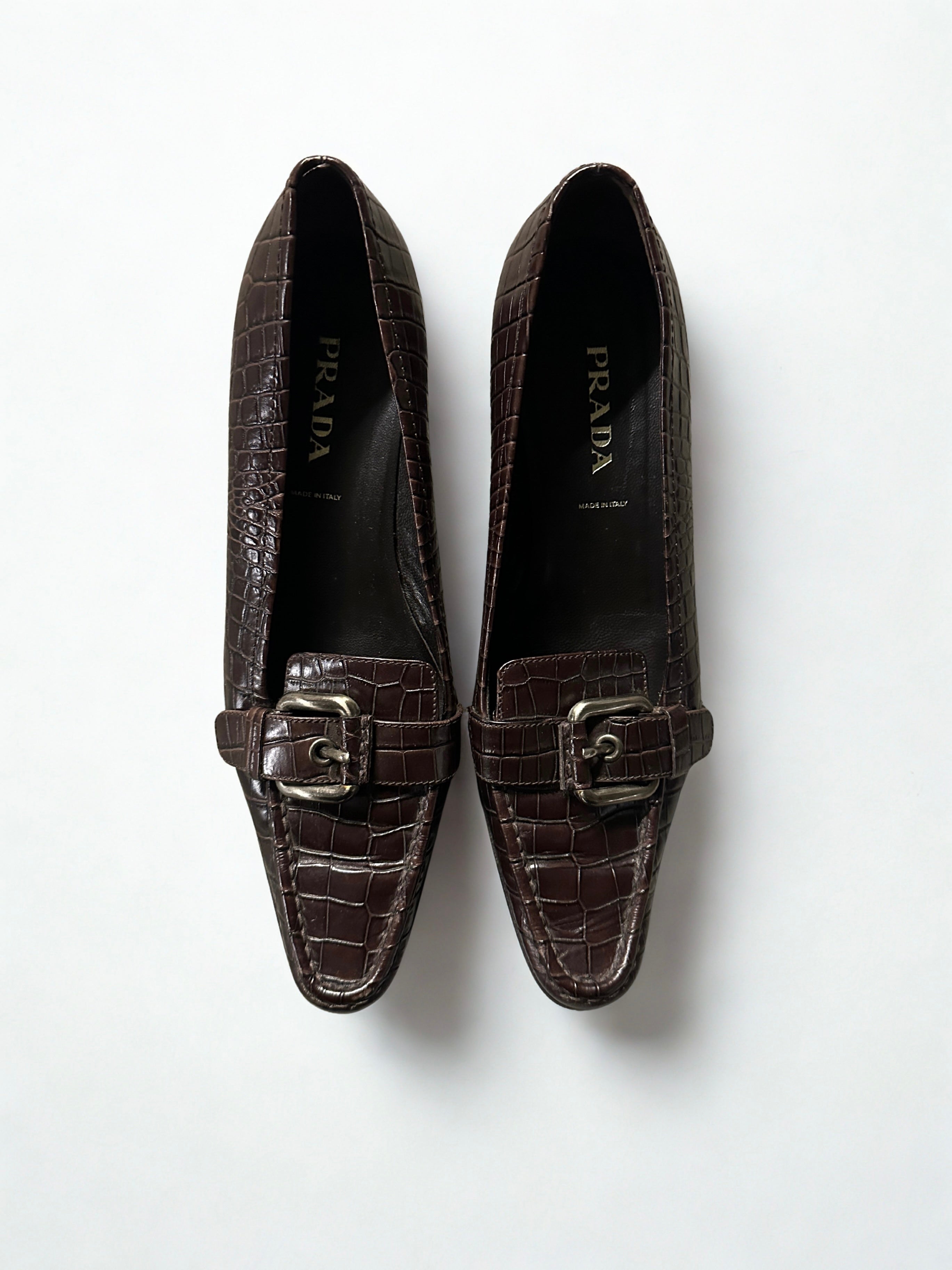 Prada Brown Croc Loafer (EU 37.5/ US 7)