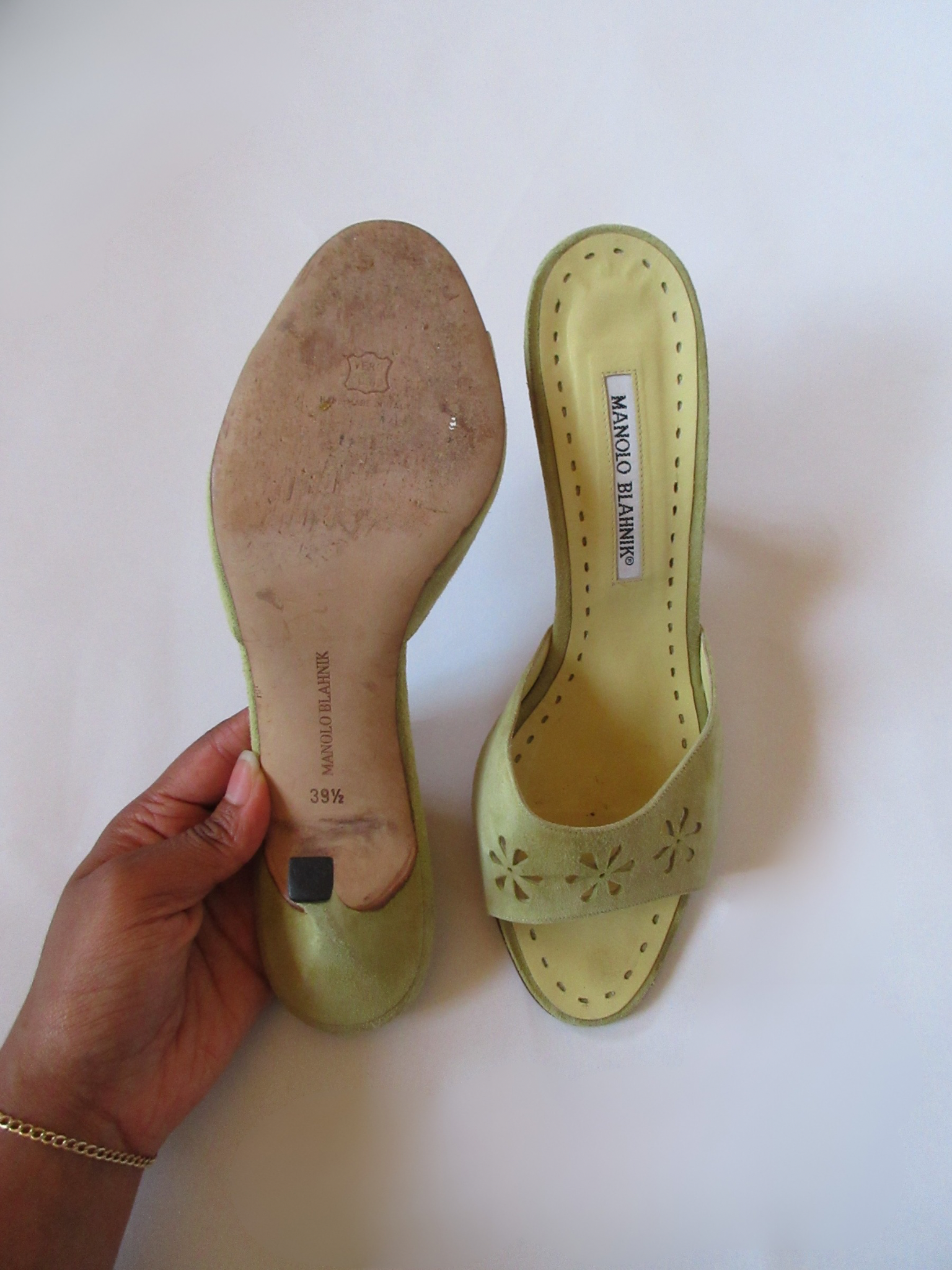 Manolo Blahnik Eyelet Kitten Heels (EU 39.5/ US 9)