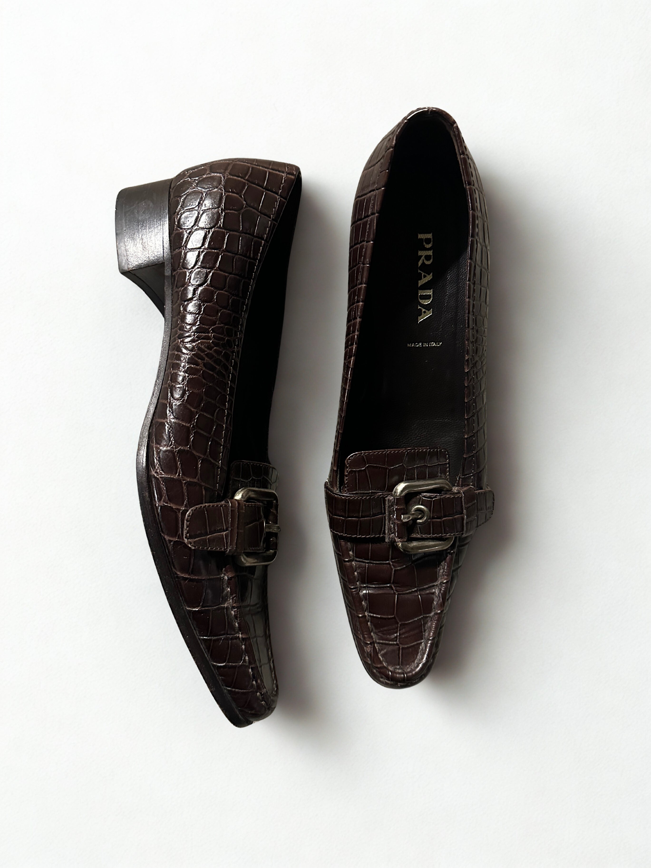 Prada Brown Croc Loafer (EU 37.5/ US 7)