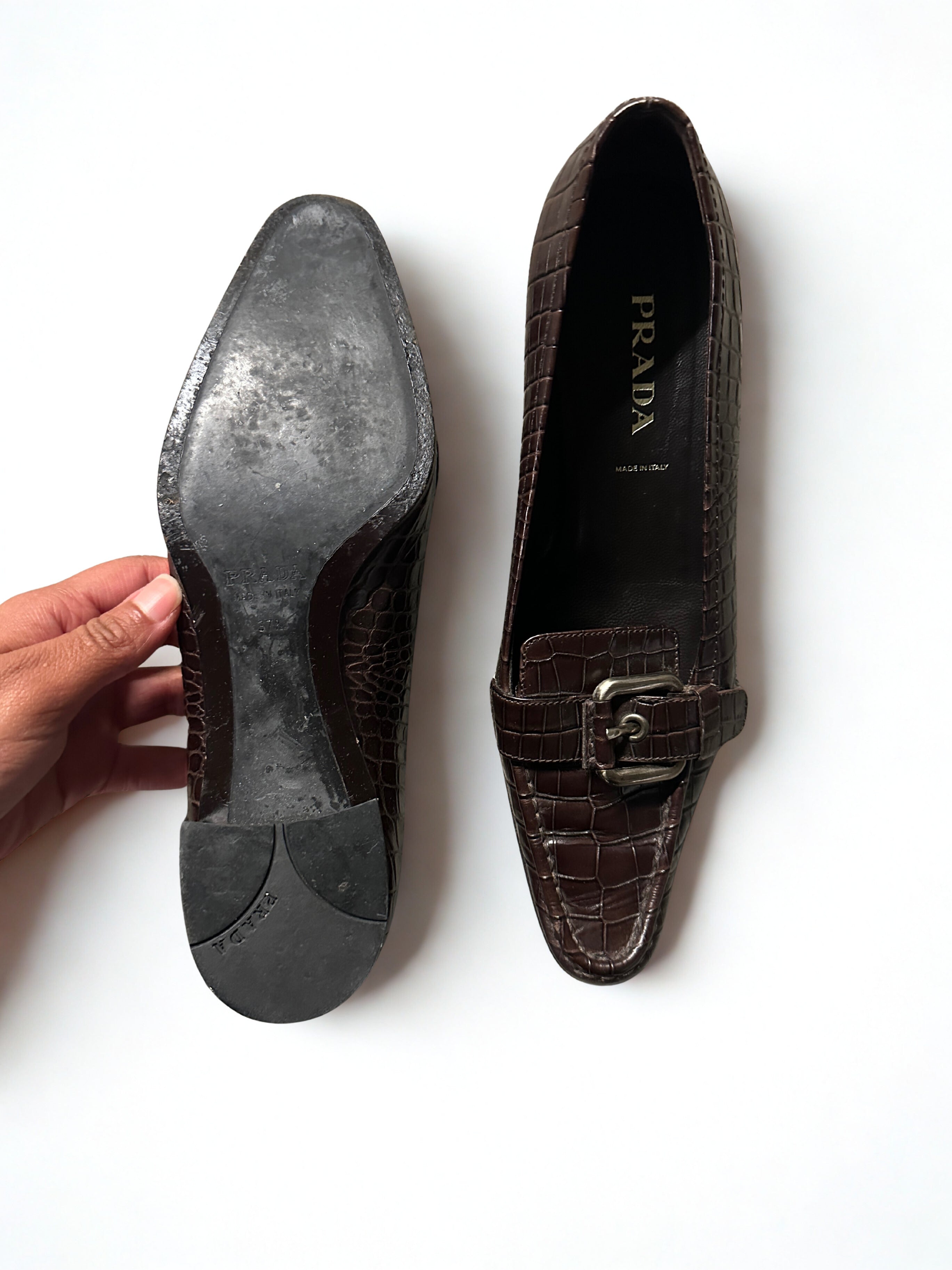 Prada Brown Croc Loafer (EU 37.5/ US 7)